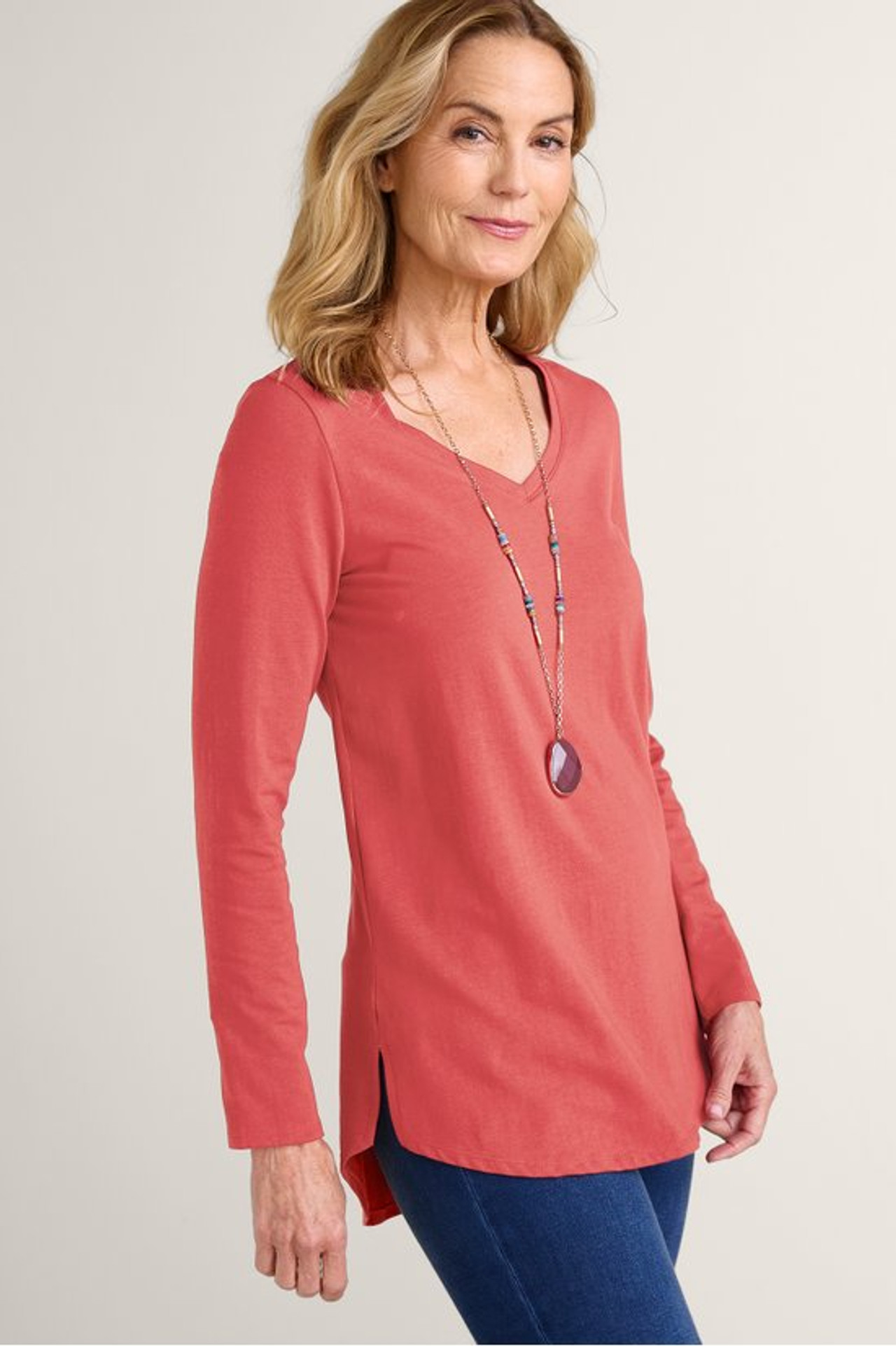 SoftEssential™ Supima® Isabel Long Sleeve Tunic - Soft Surroundings Outlet