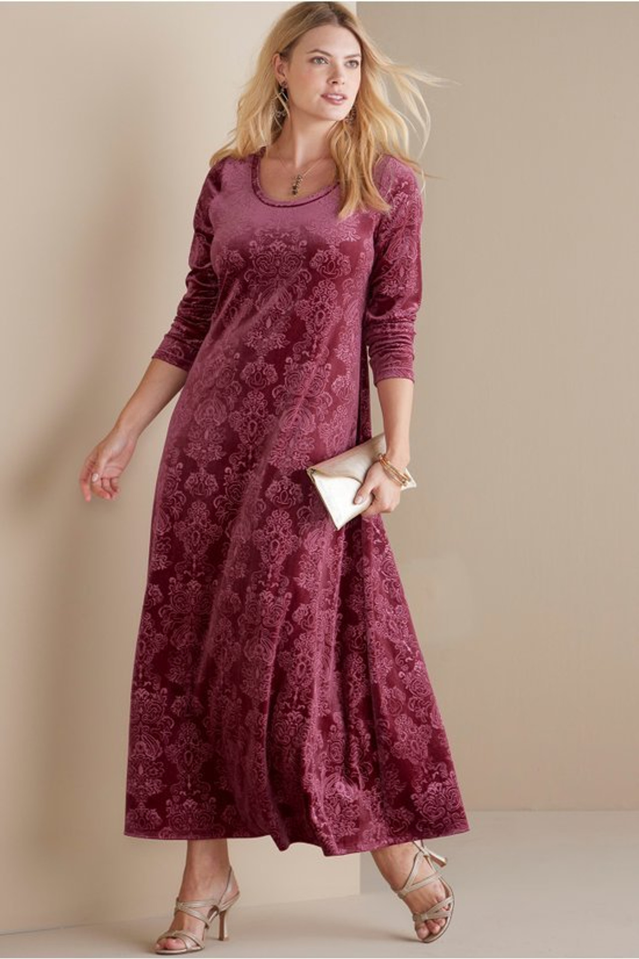 Santiago Embossed Velvet Dress - Soft Surroundings Outlet