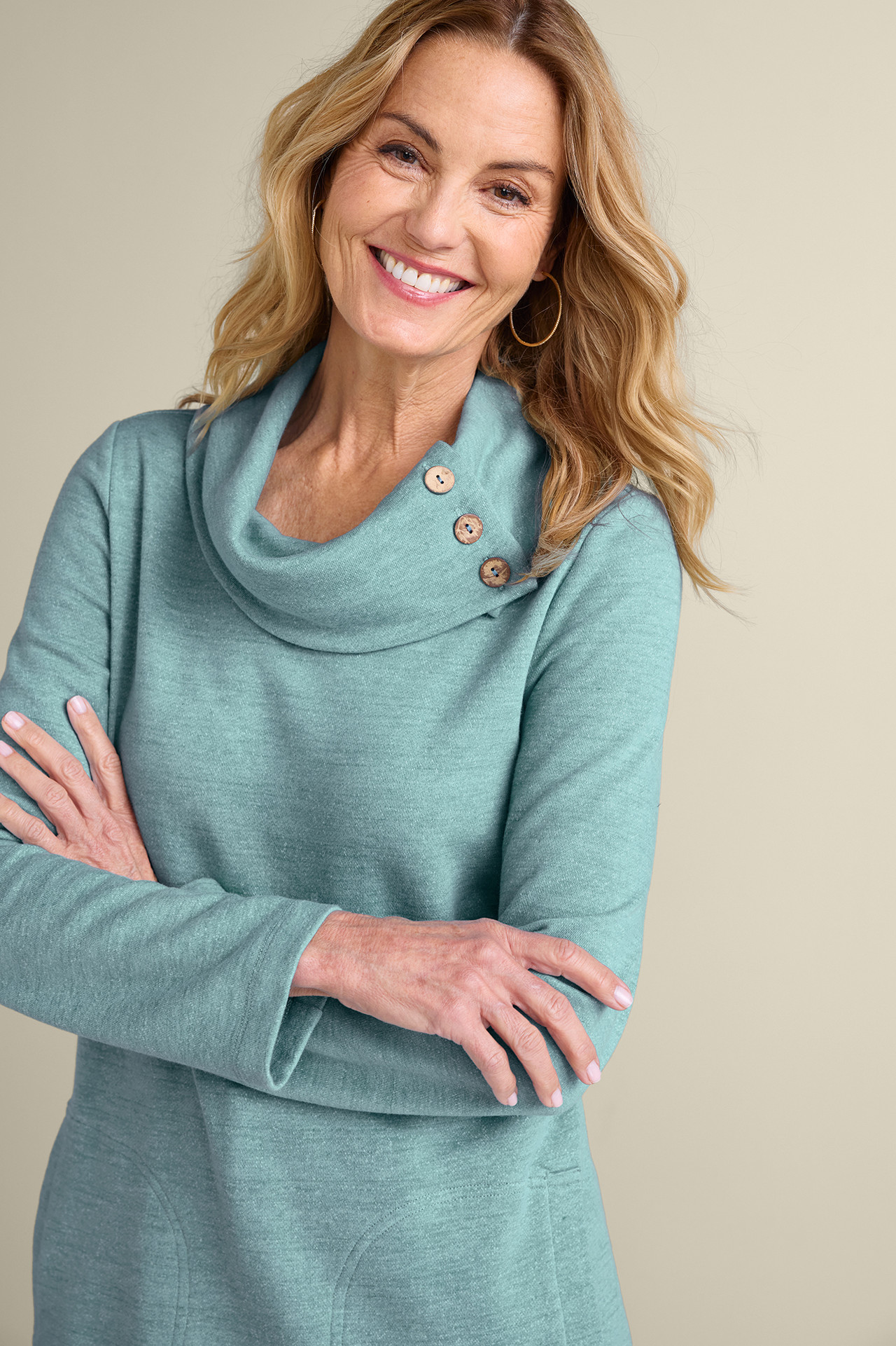 Valla French Terry Cowl Neck Tunic - Soft Surroundings Outlet