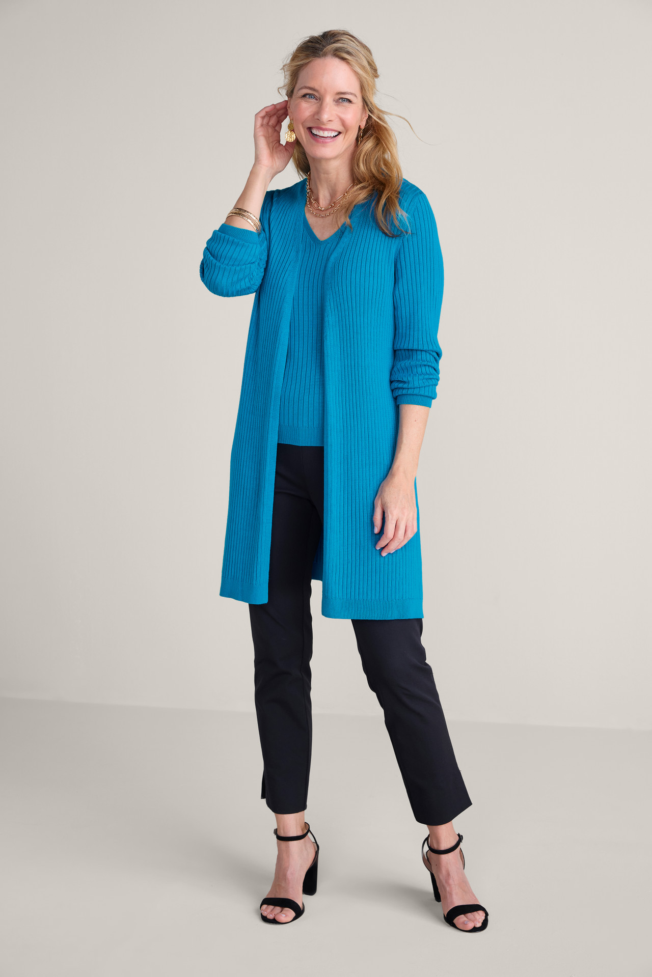 SoftEssential™ Ribbed Long Cardi - Soft Surroundings Outlet