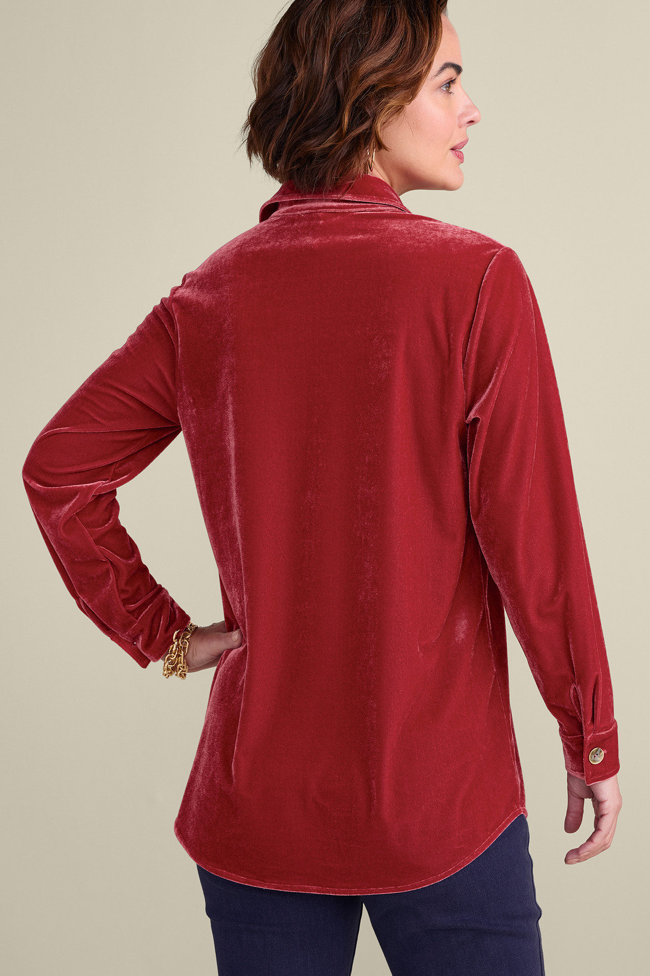 Filigree Velvet Boyfriend Shirt - Soft Surroundings Outlet