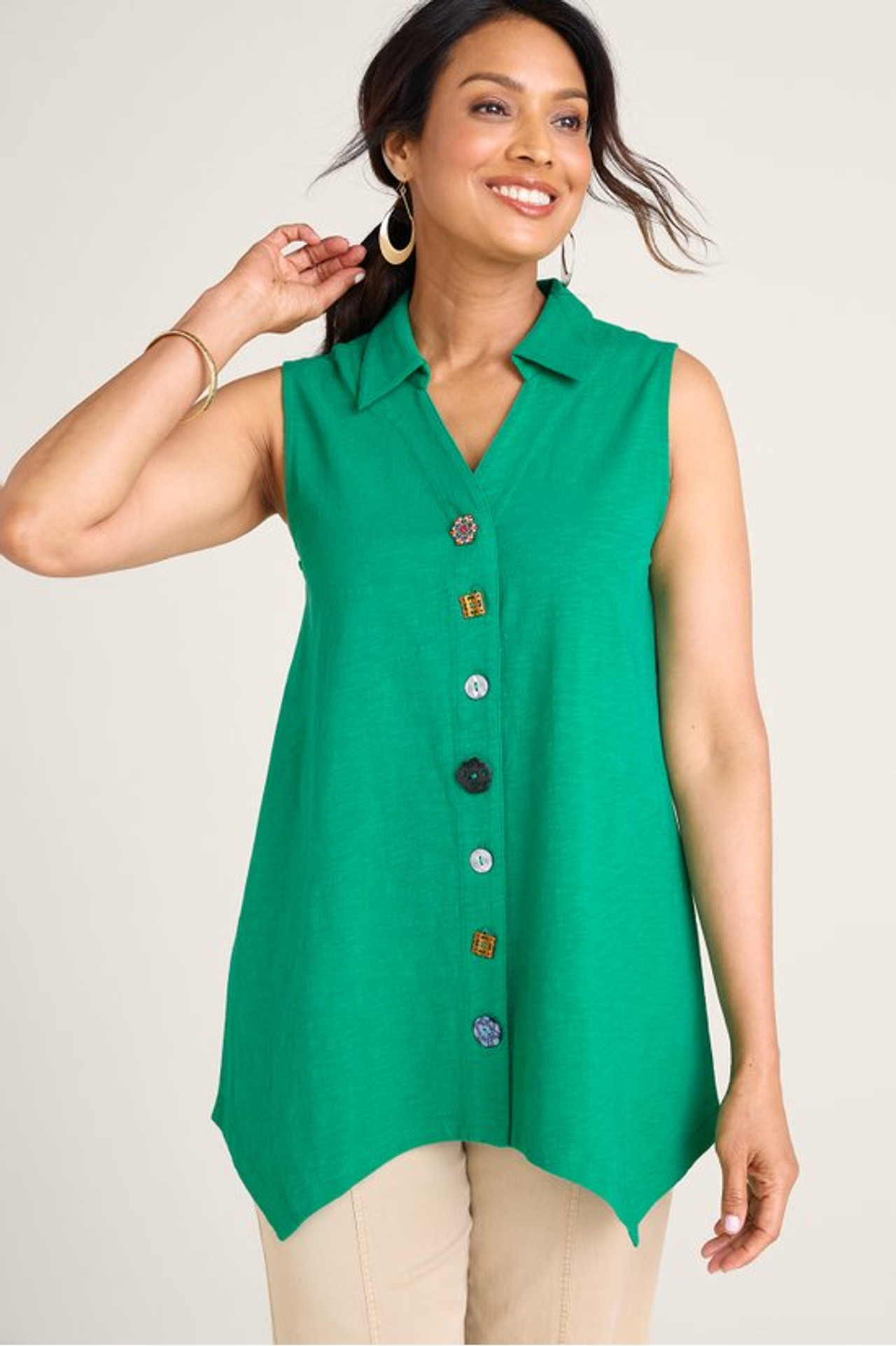 Danielle Button Sleeveless Tunic - Soft Surroundings Outlet