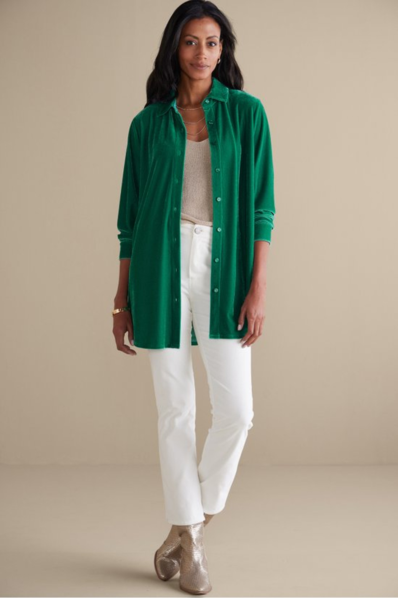 Velvet Boyfriend Tunic Shirt - Soft Surroundings Outlet