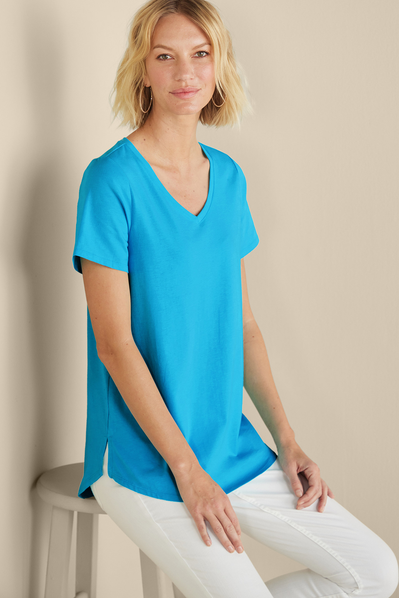 SoftEssential™ Supima® Isabel Short Sleeve Tunic - Soft Surroundings Outlet