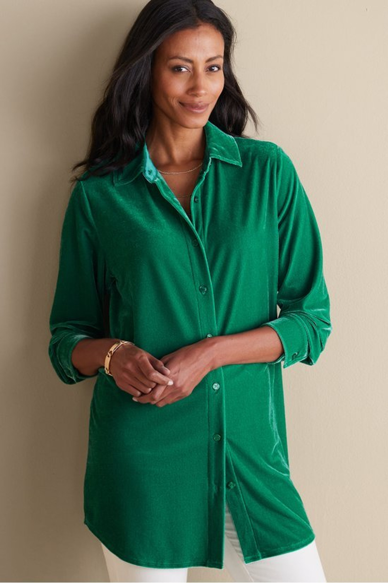 Velvet Boyfriend Tunic Shirt - Soft Surroundings Outlet