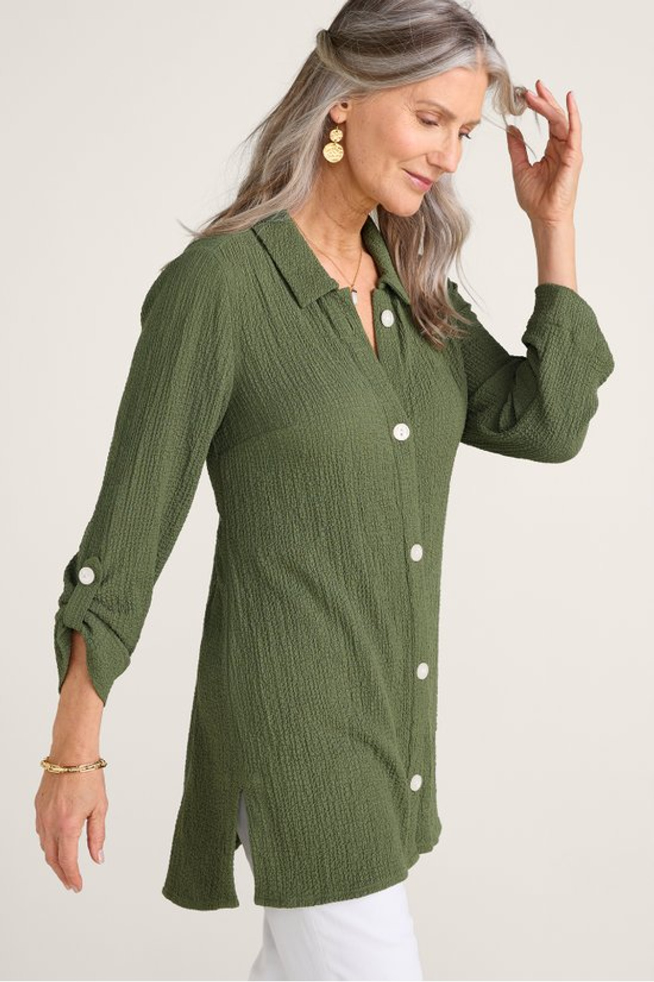 Padma Textured Button Tunic - Soft Surroundings Outlet