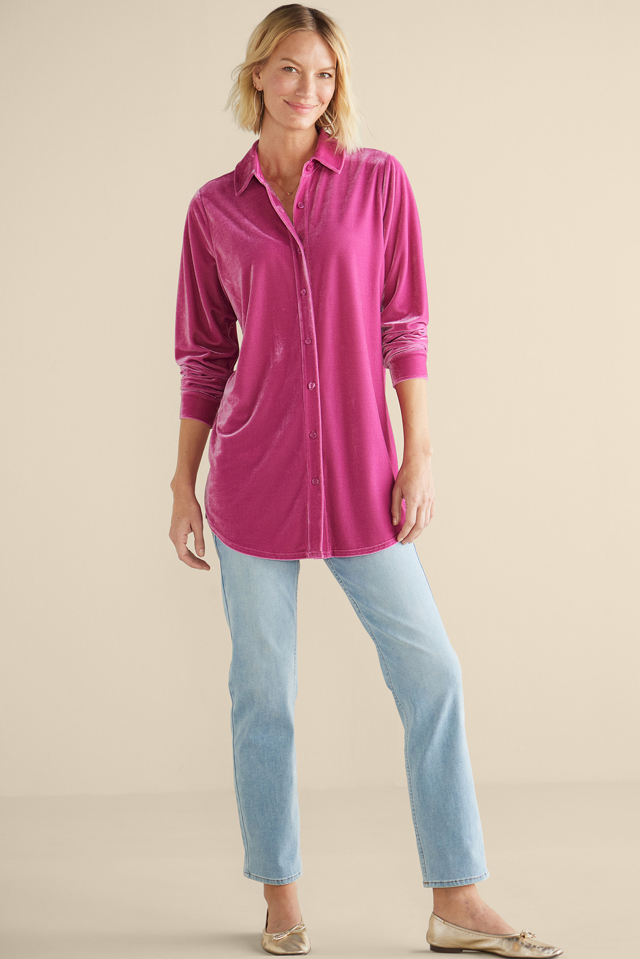 Velvet Boyfriend Tunic Shirt - Soft Surroundings Outlet