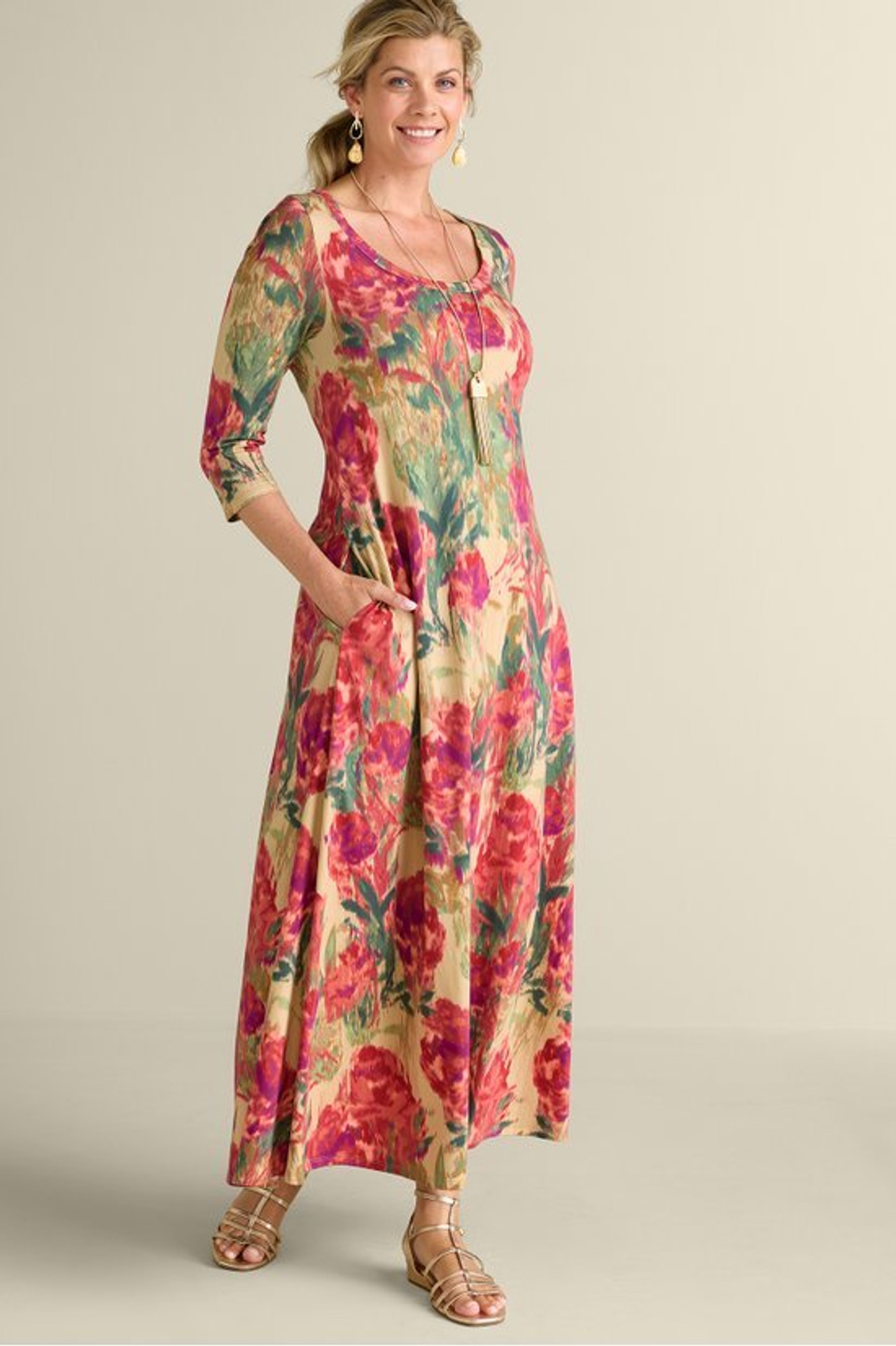 Santiago 3/4 Sleeve Dress - Soft Surroundings Outlet