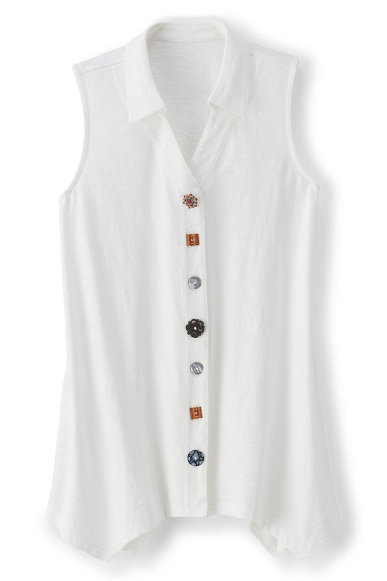 Danielle Button Sleeveless Tunic - Soft Surroundings Outlet