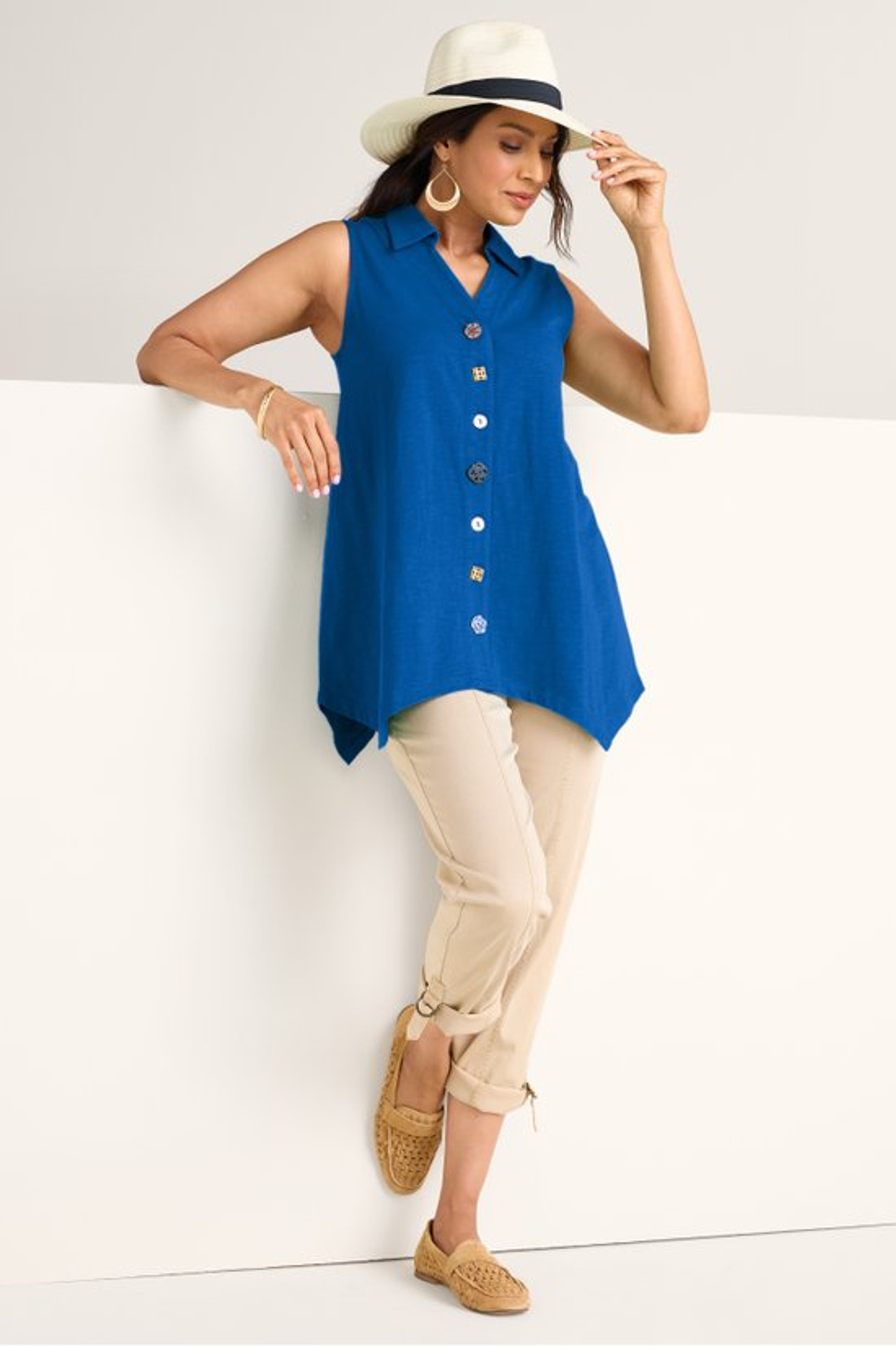 Danielle Button Sleeveless Tunic - Soft Surroundings Outlet