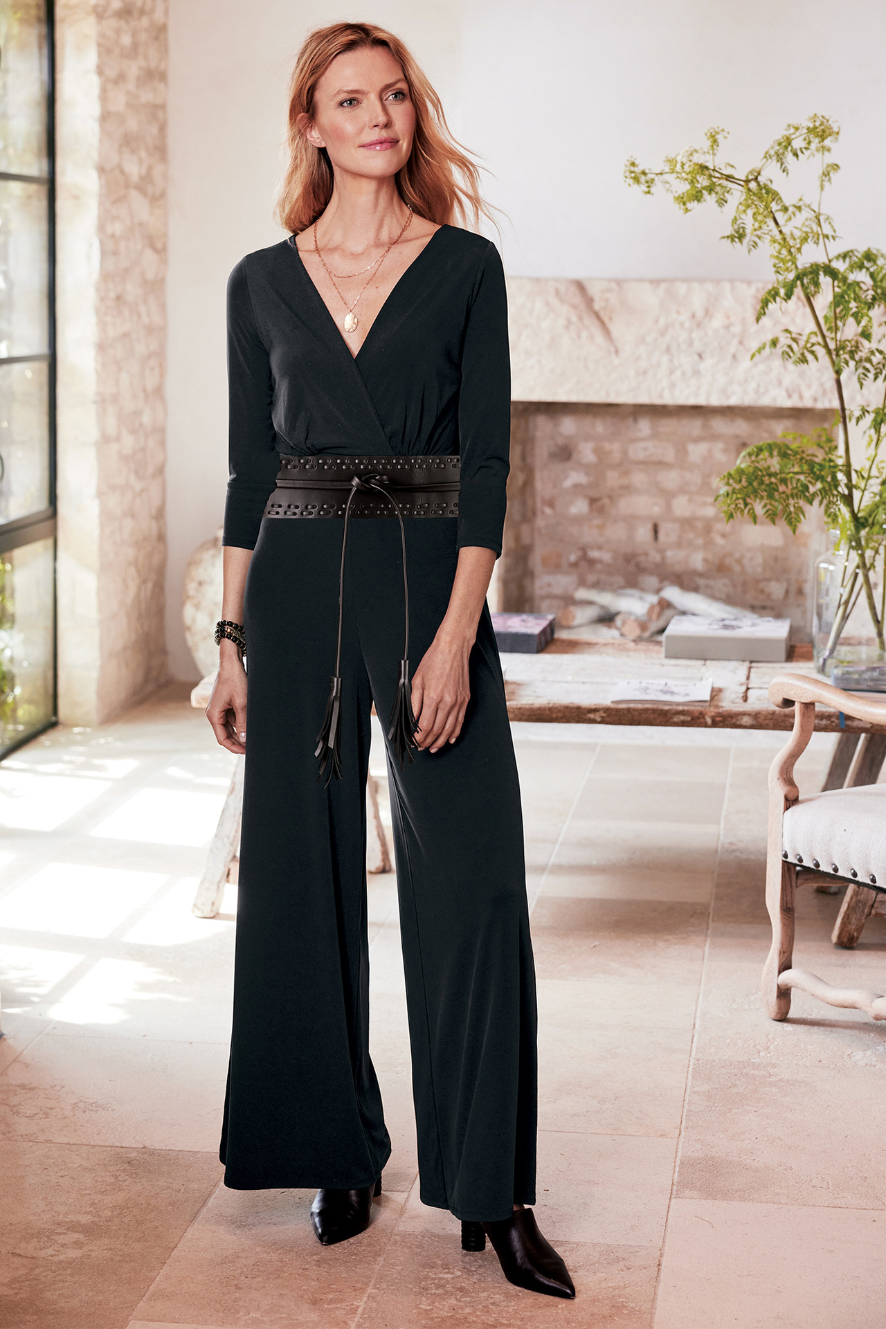 Penelope 3/4 Sleeve Jumpsuit - Soft Surroundings Outlet