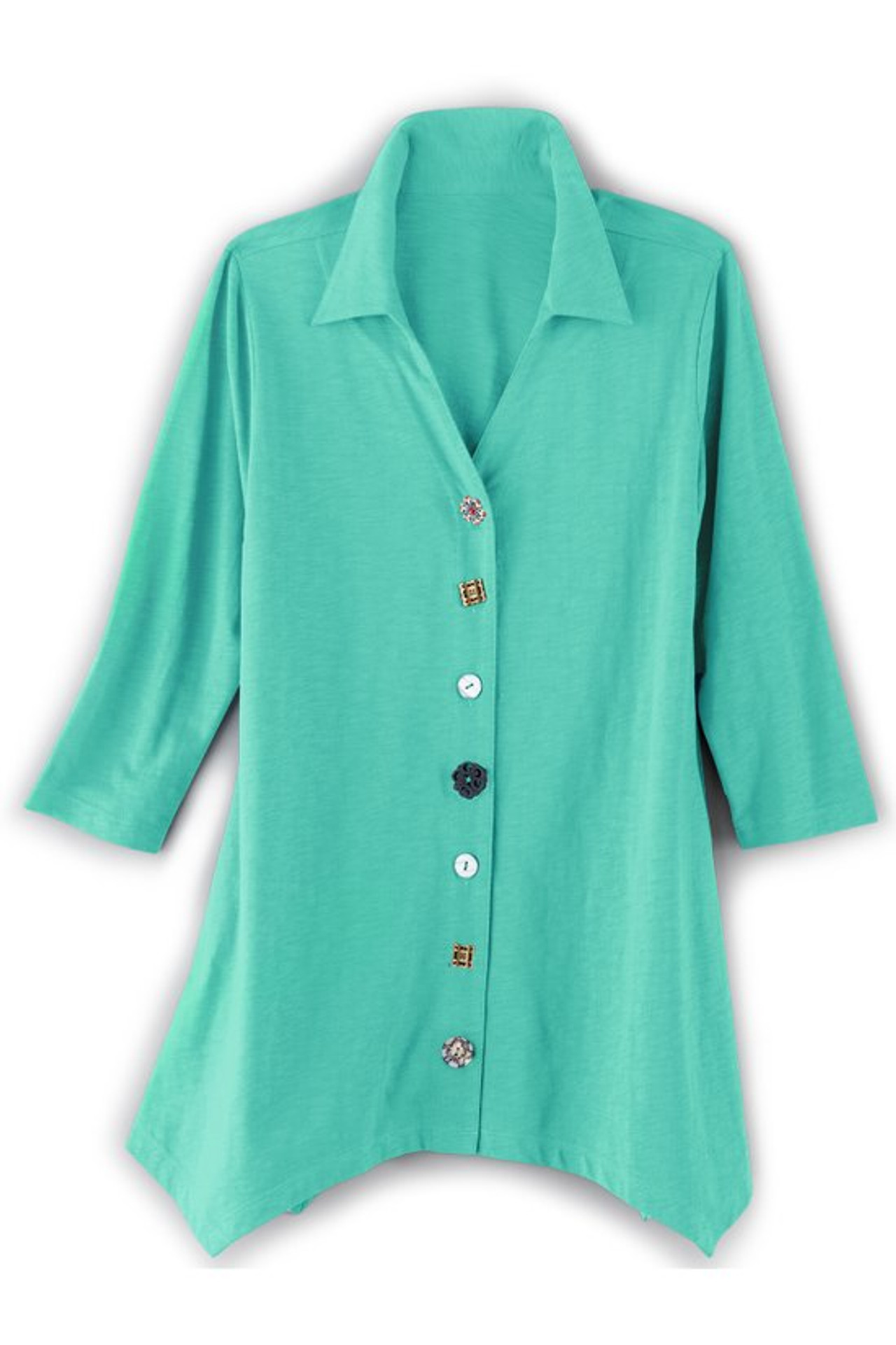 Danielle Button 3/4 Sleeve Tunic - Soft Surroundings Outlet