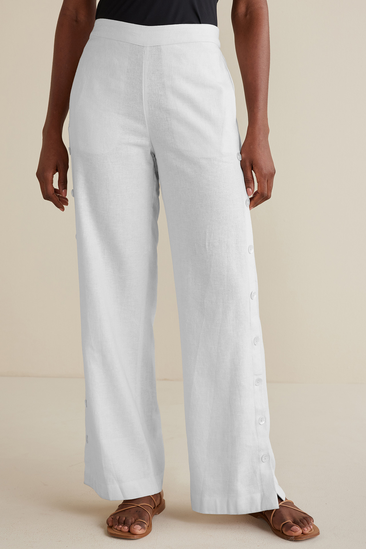 Sonoma Linen Blend Wide Leg Pants - Soft Surroundings Outlet