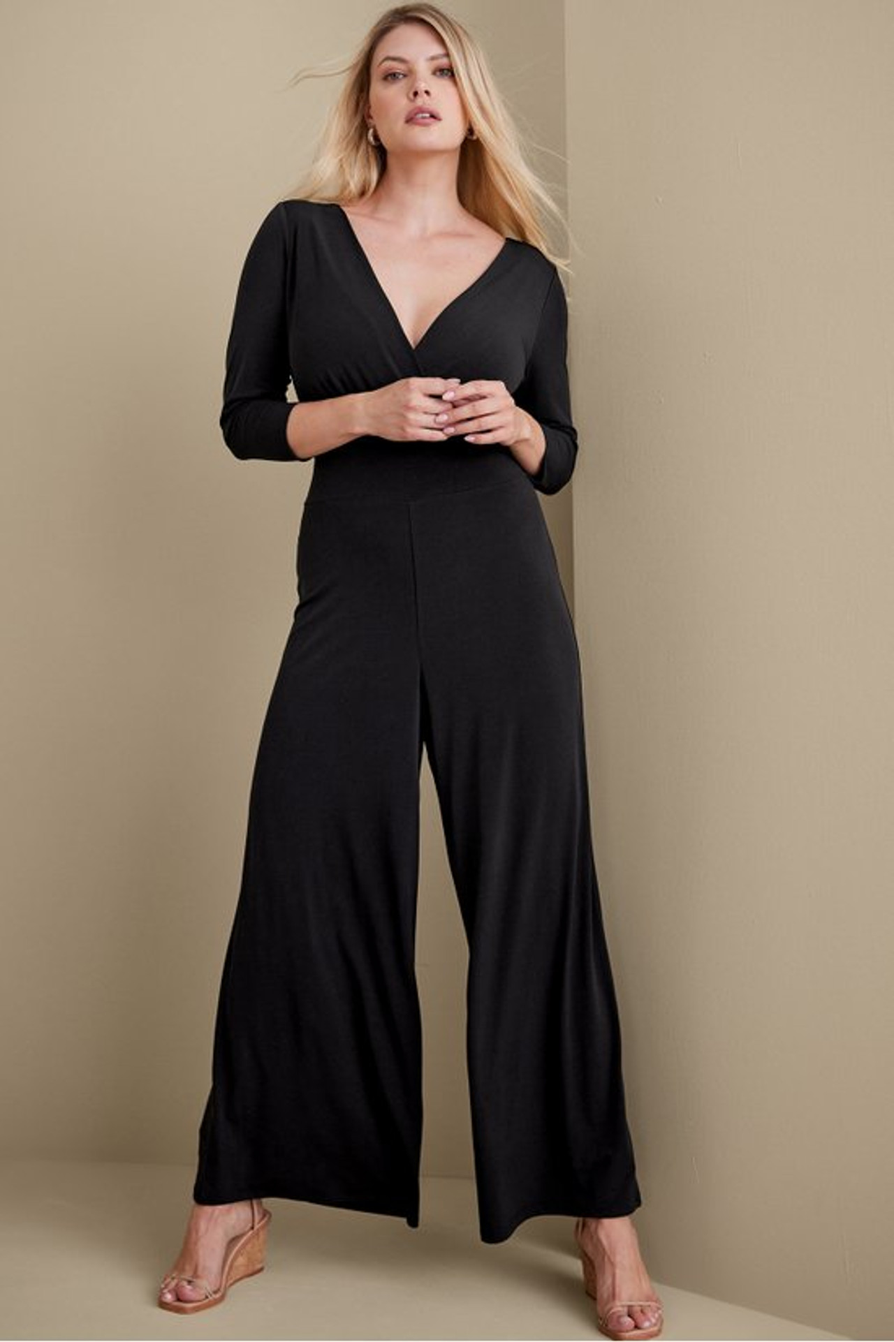 Penelope 3/4 Sleeve Jumpsuit - Soft Surroundings Outlet