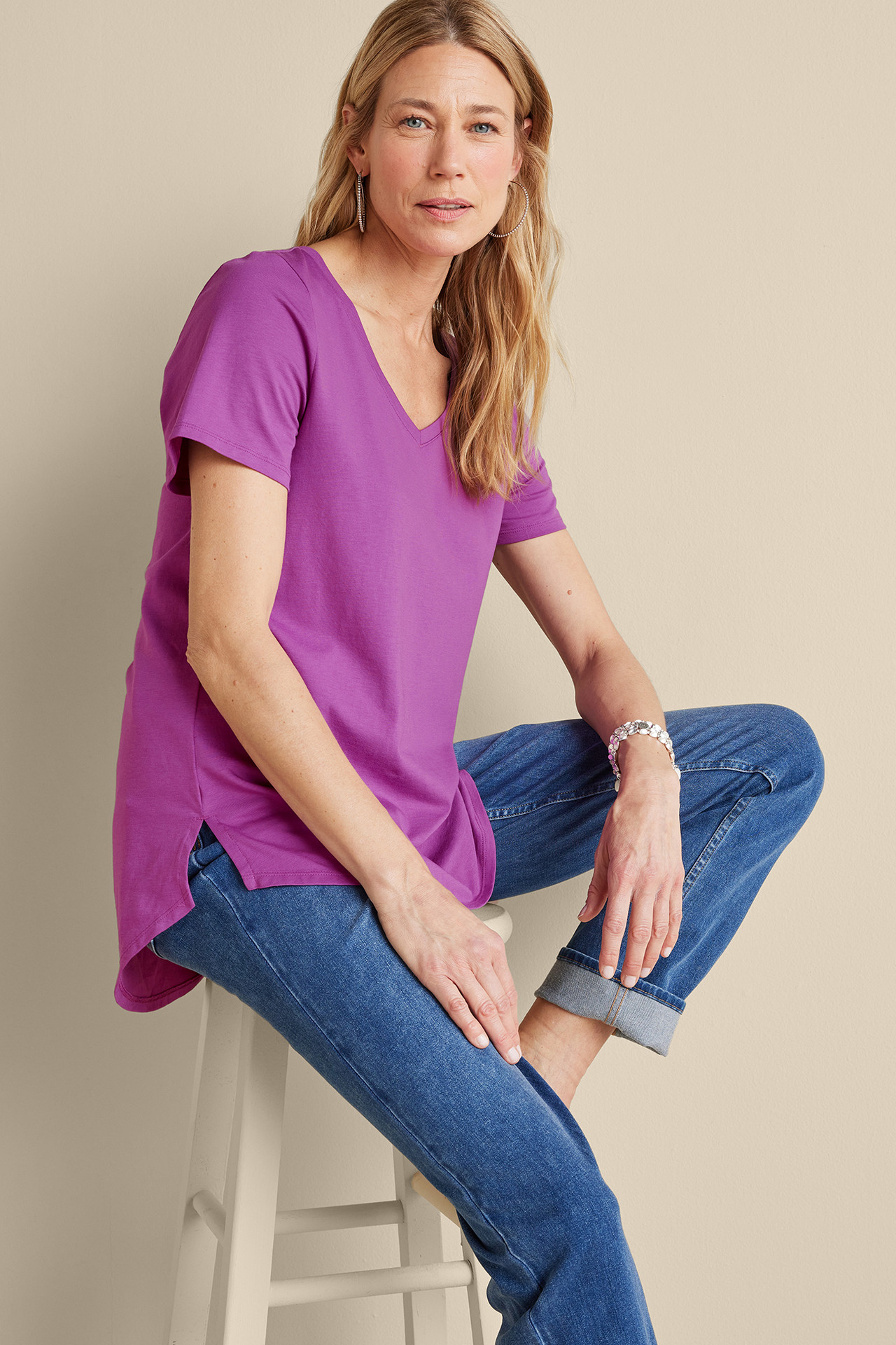 SoftEssential™ Supima® Isabel Short Sleeve Tunic - Soft Surroundings Outlet
