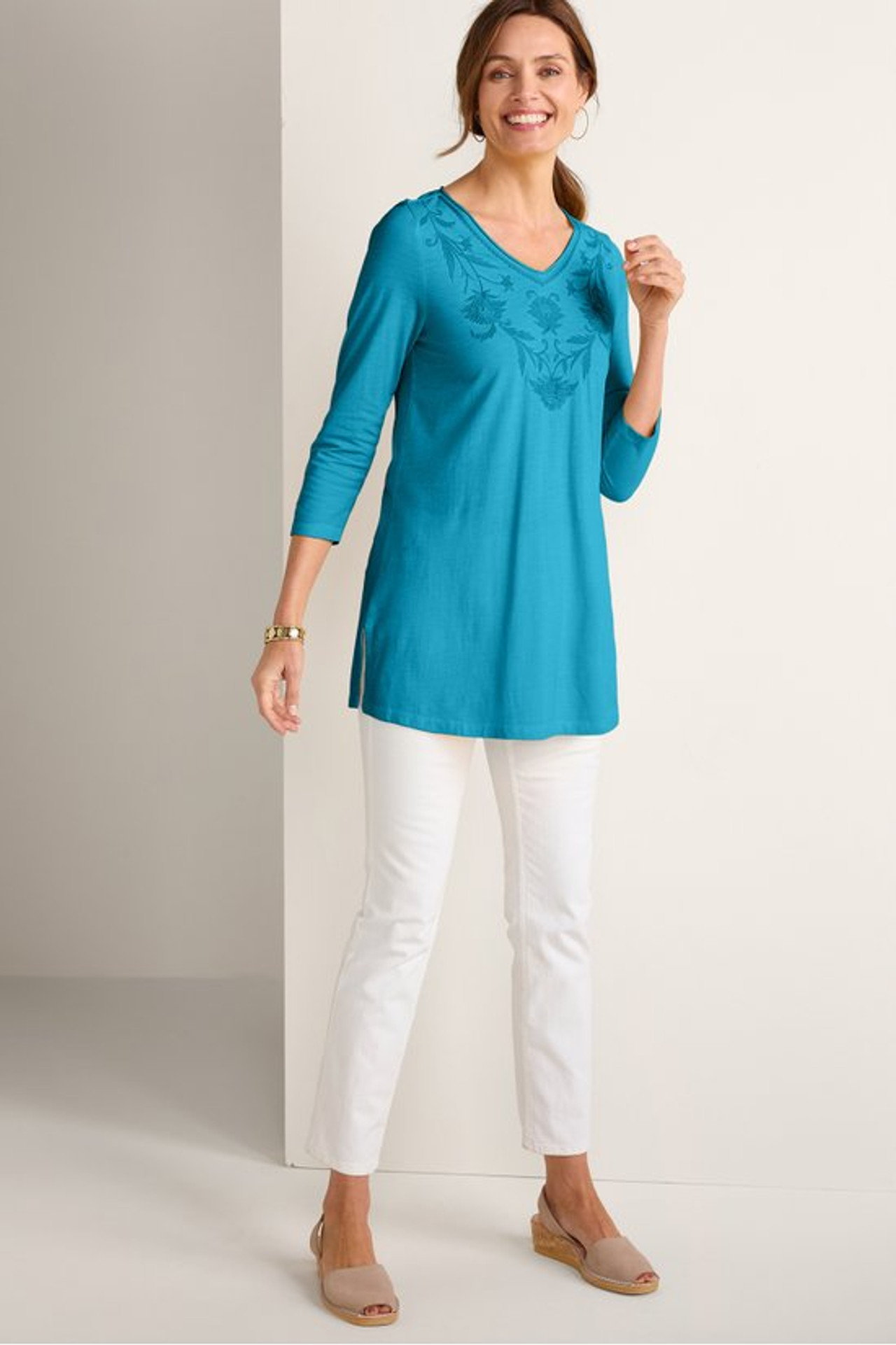Orelia Embroidered Knit Tunic - Soft Surroundings Outlet