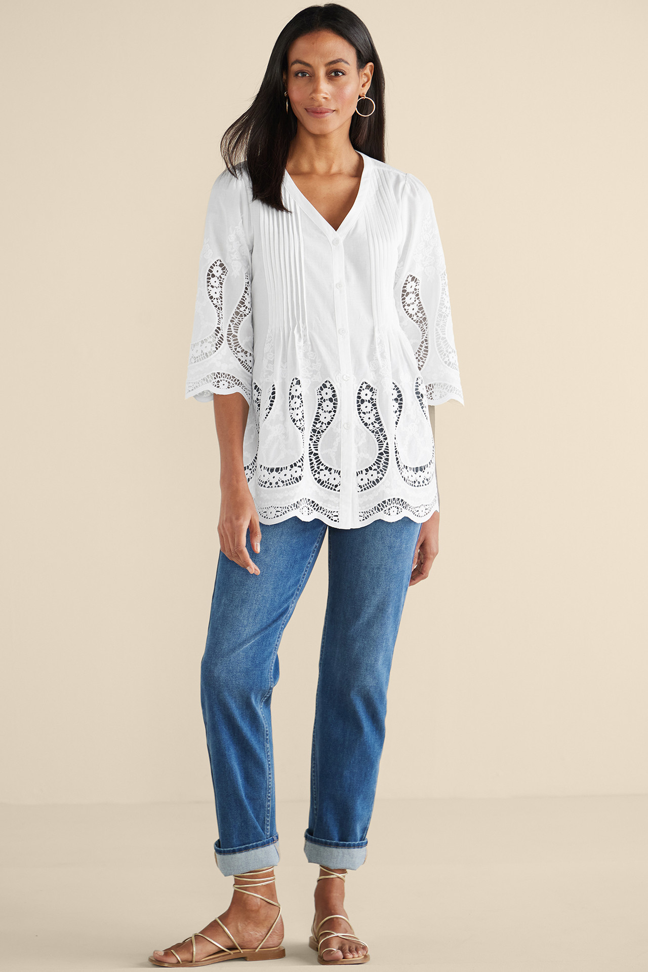 Trella Eyelet Top - Soft Surroundings Outlet