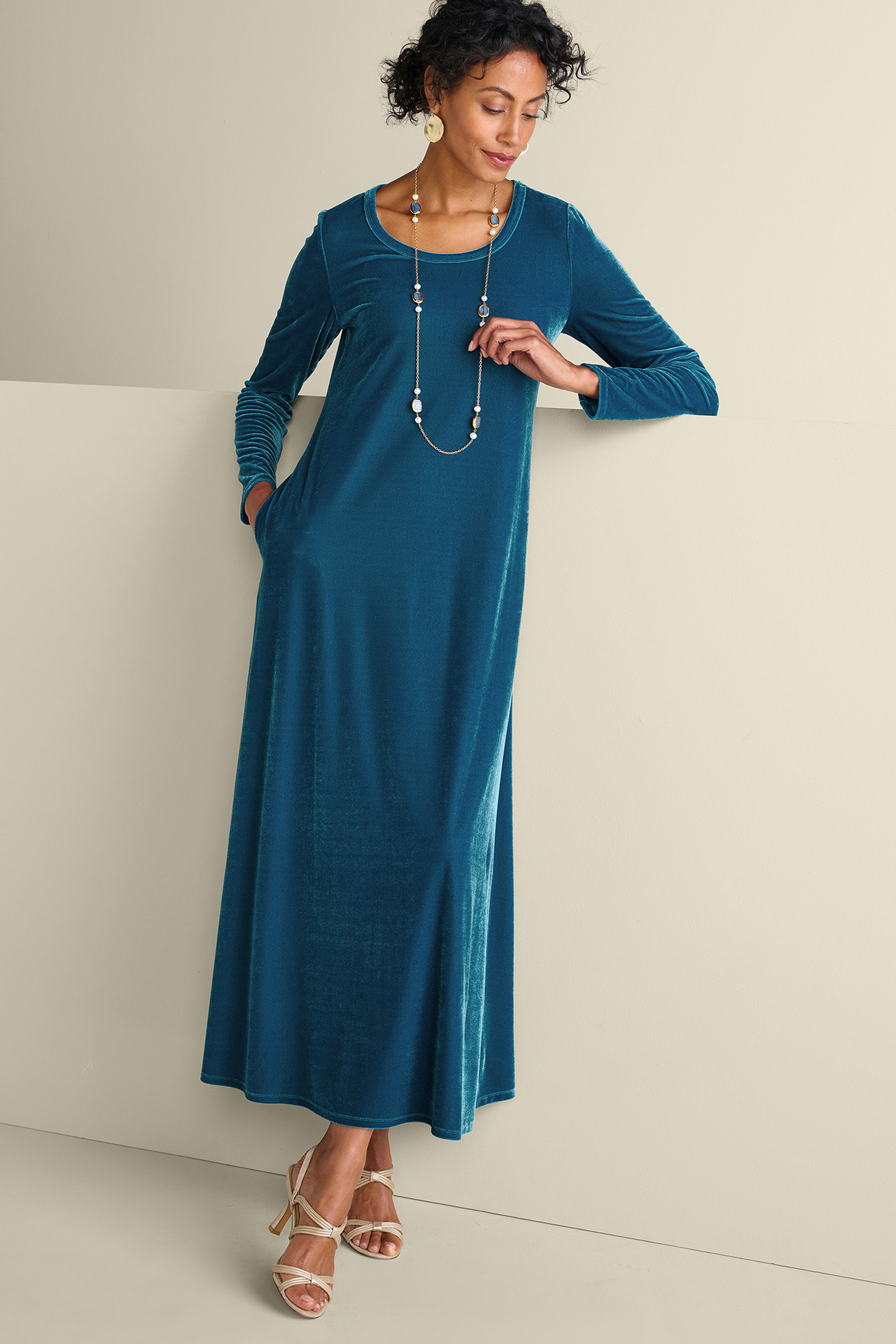 Santiago Stretch Velvet Dress - Soft Surroundings Outlet