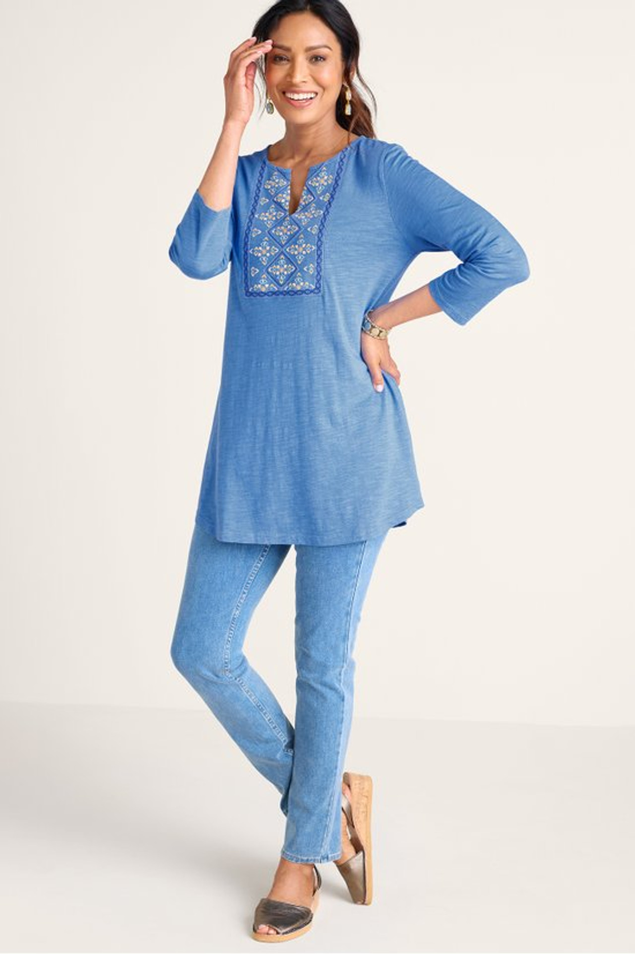 Rumi Embroidered Tunic - Soft Surroundings Outlet