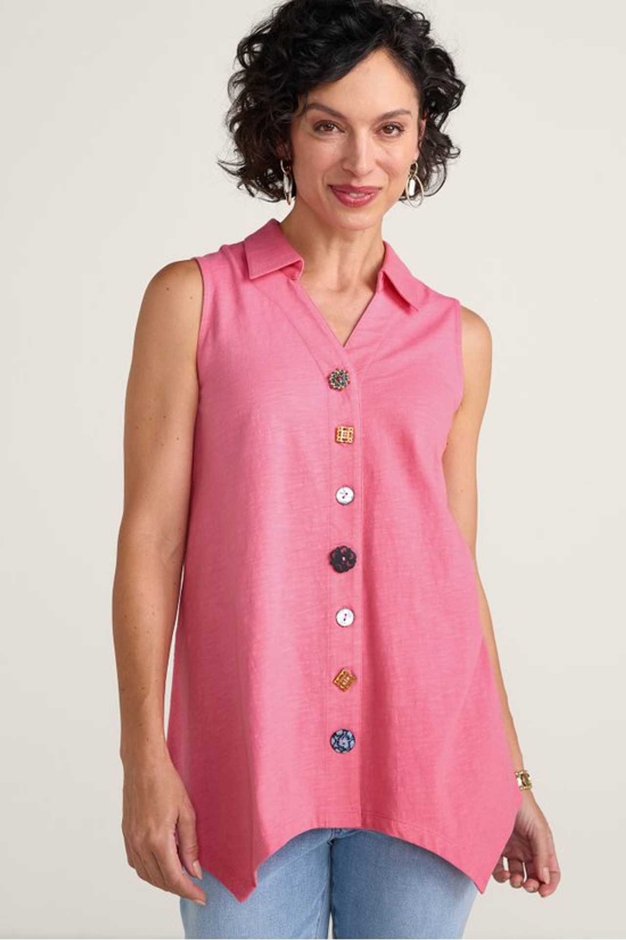 Danielle Button Sleeveless Tunic - Soft Surroundings Outlet