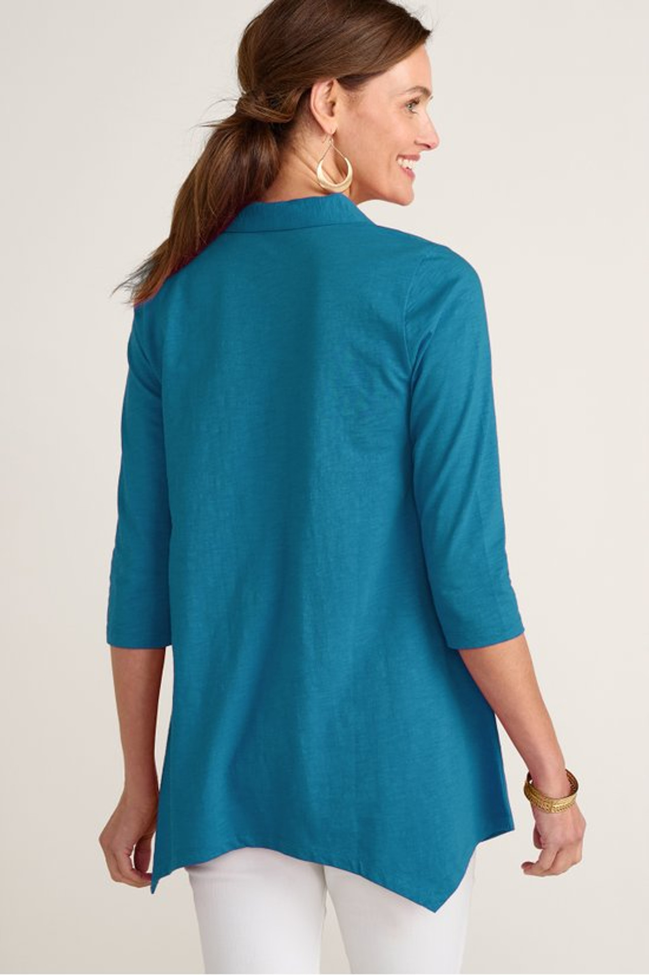 Danielle Button 3/4 Sleeve Tunic - Soft Surroundings Outlet
