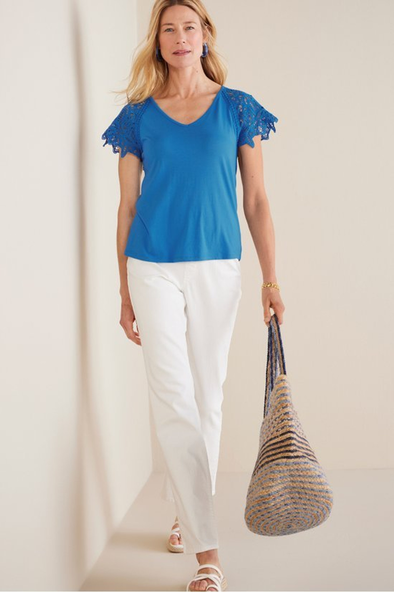 Nikita Lace Sleeve Tee - Soft Surroundings Outlet