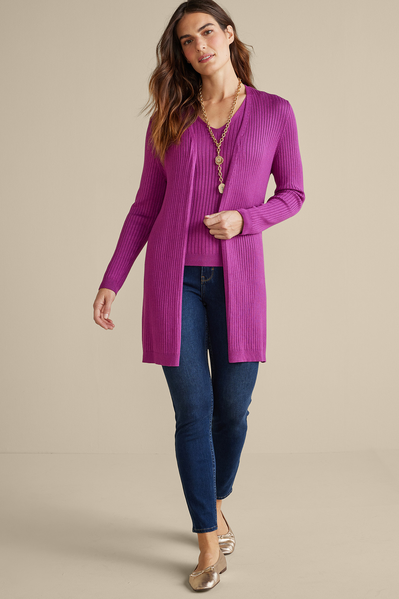 SoftEssential™ Ribbed Long Cardi - Soft Surroundings Outlet