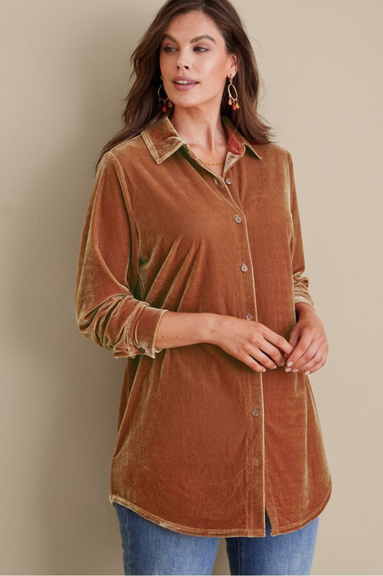 Velvet Boyfriend Tunic Shirt - Soft Surroundings Outlet