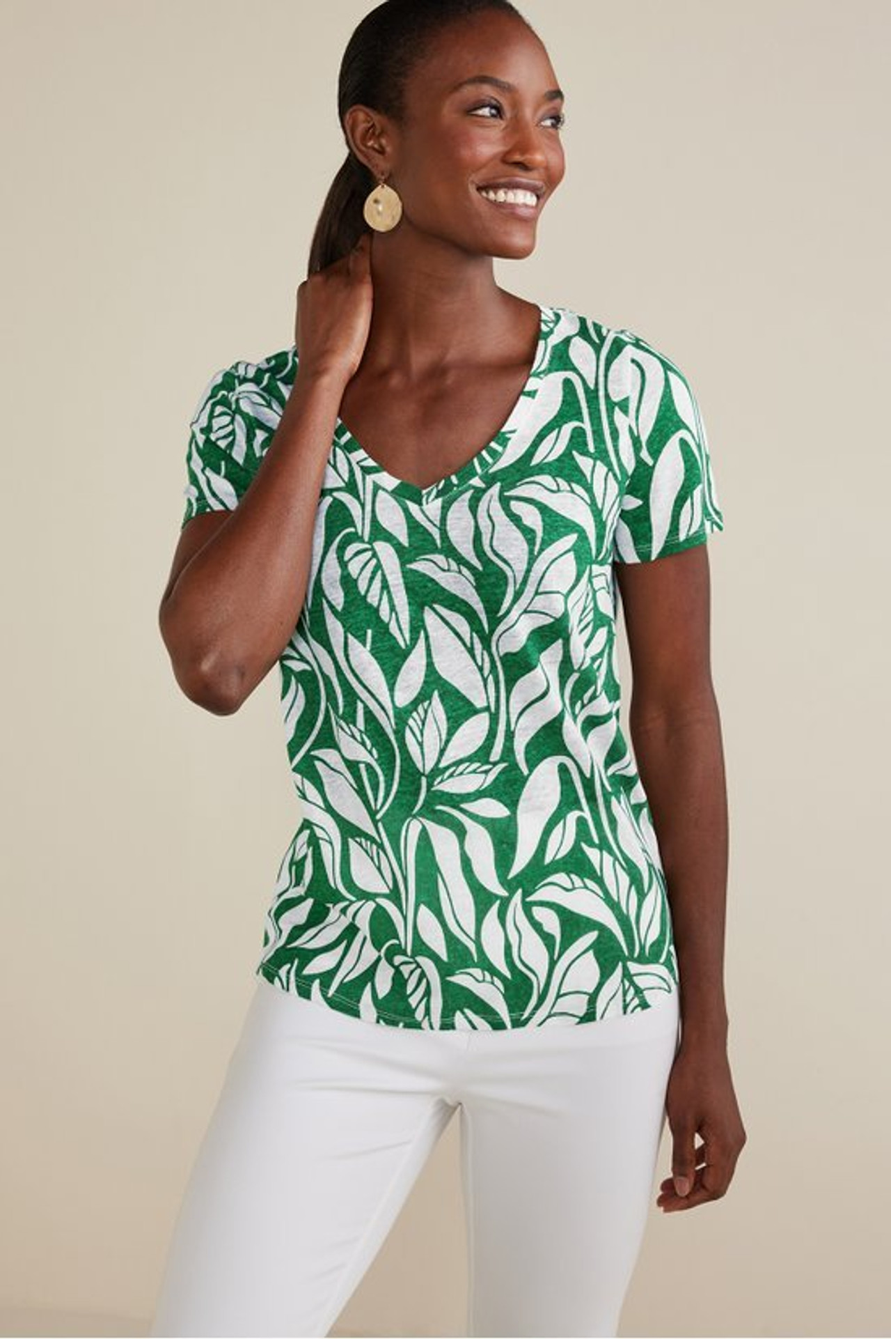 Aubrey Linen Slub Tee - Soft Surroundings Outlet