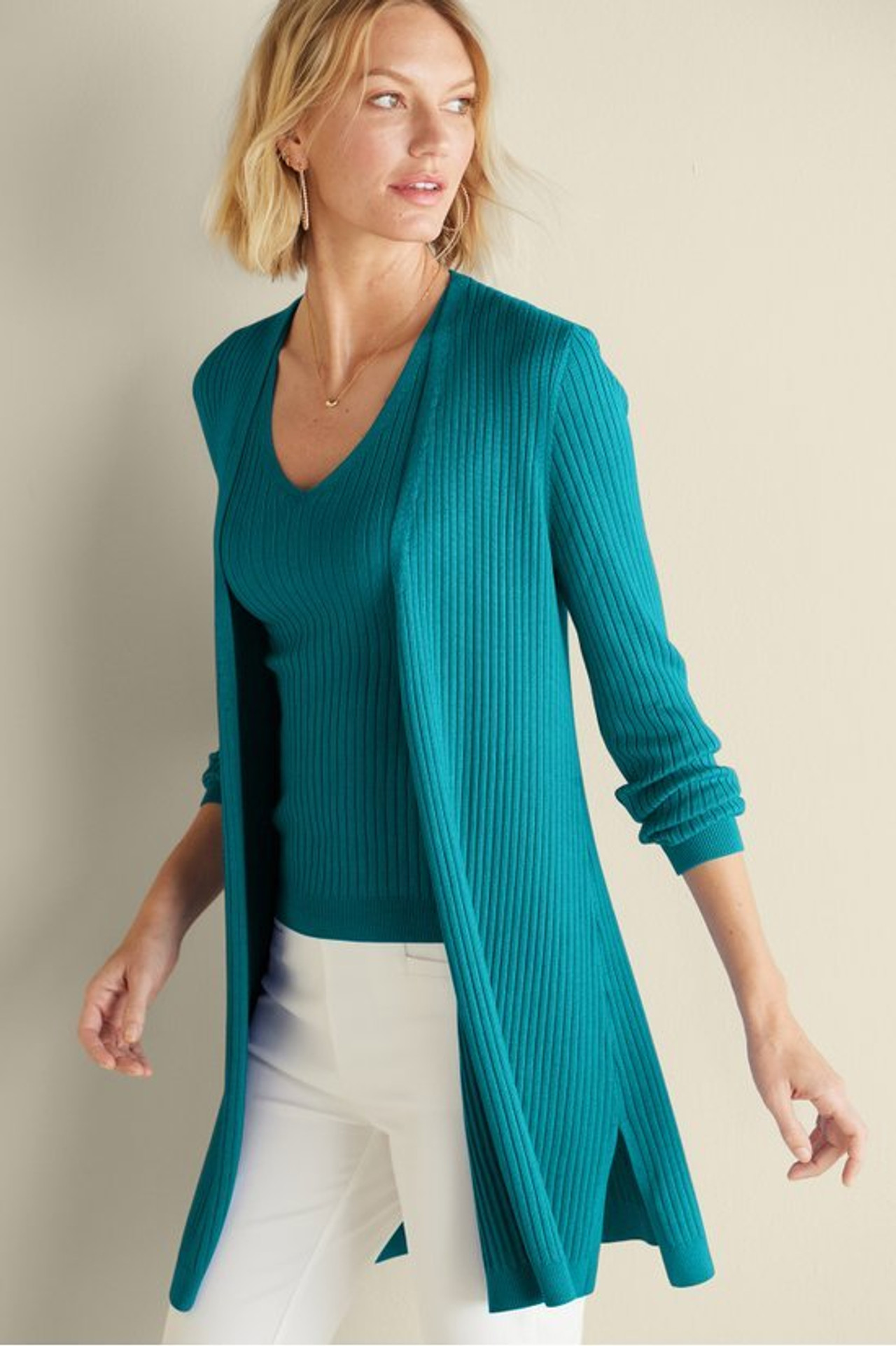 SoftEssential™ Ribbed Long Cardi - Soft Surroundings Outlet