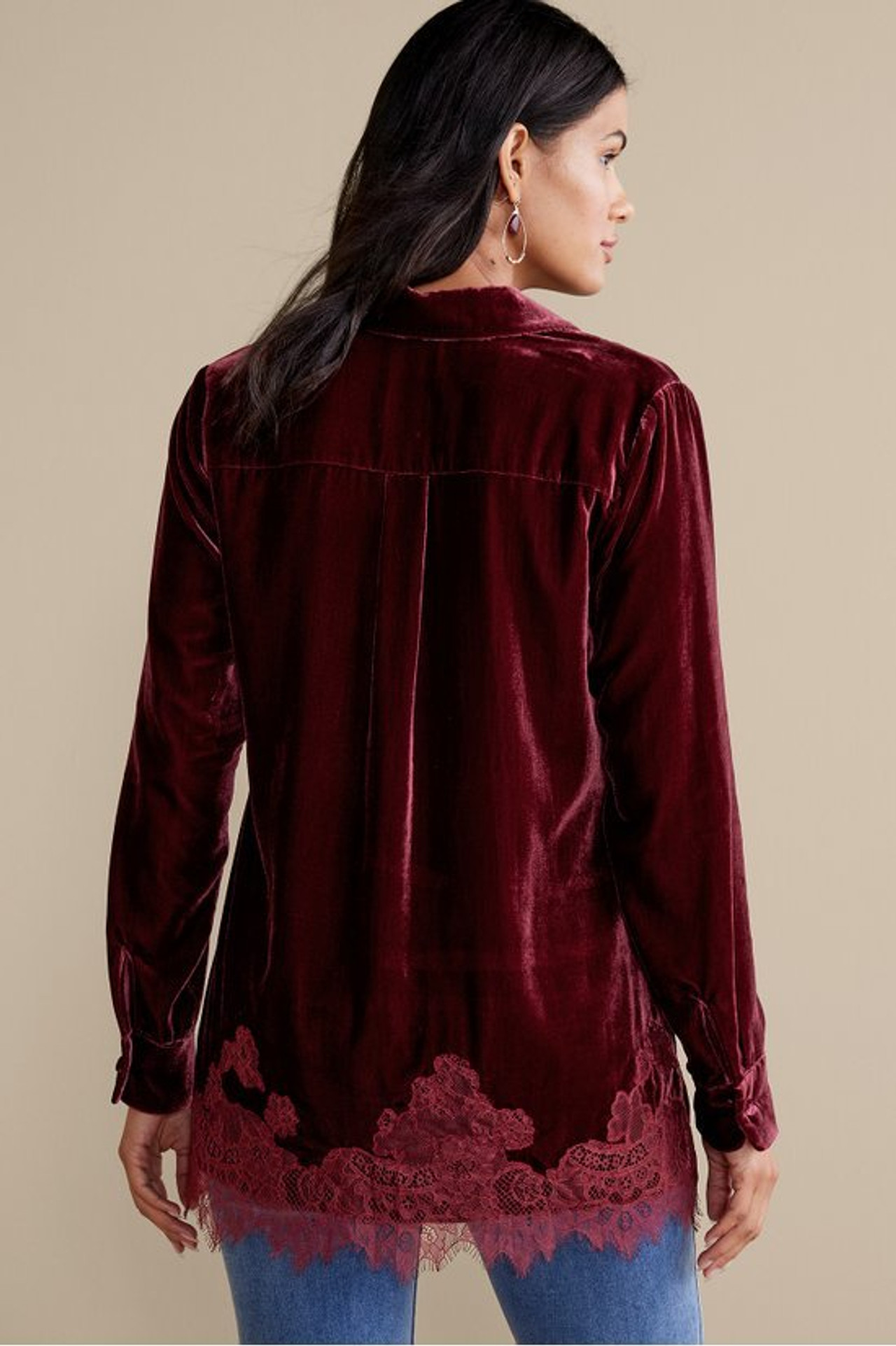 Eden Velvet and Lace Shirt - Soft Surroundings Outlet