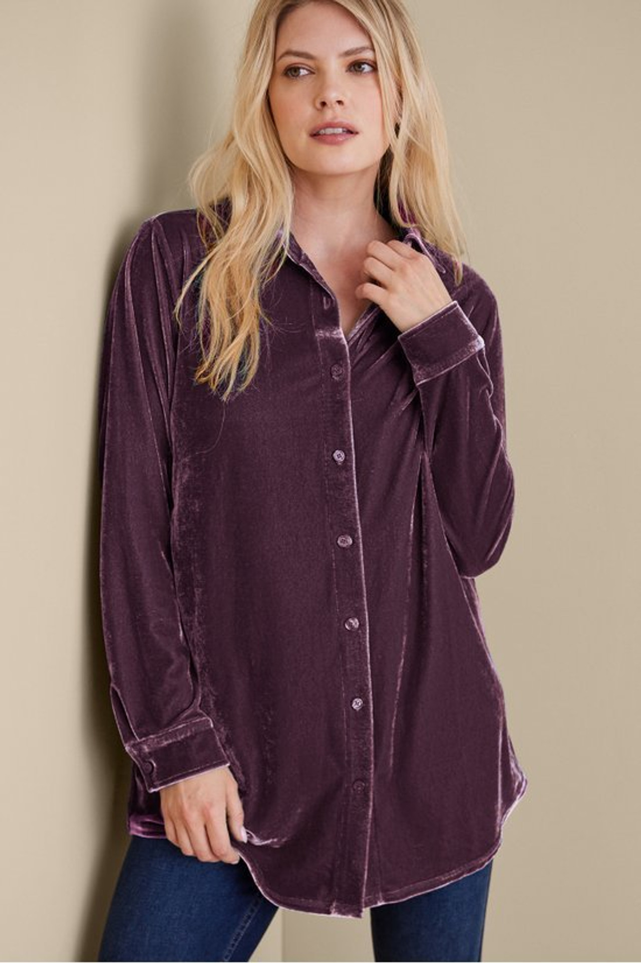 Velvet Boyfriend Tunic Shirt - Soft Surroundings Outlet