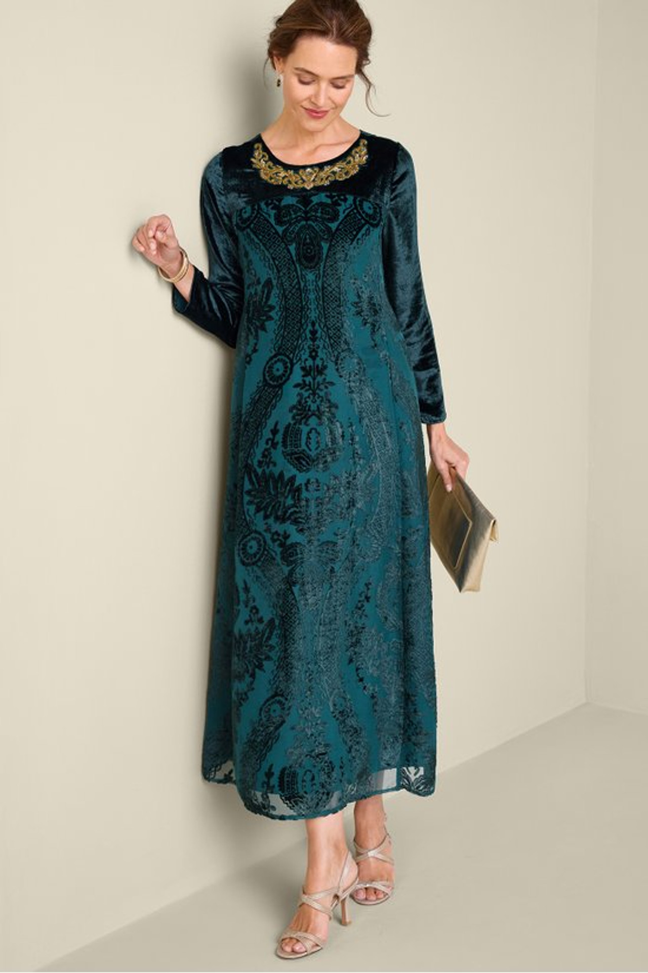 Emaline Velvet Burnout Maxi Dress - Soft Surroundings Outlet