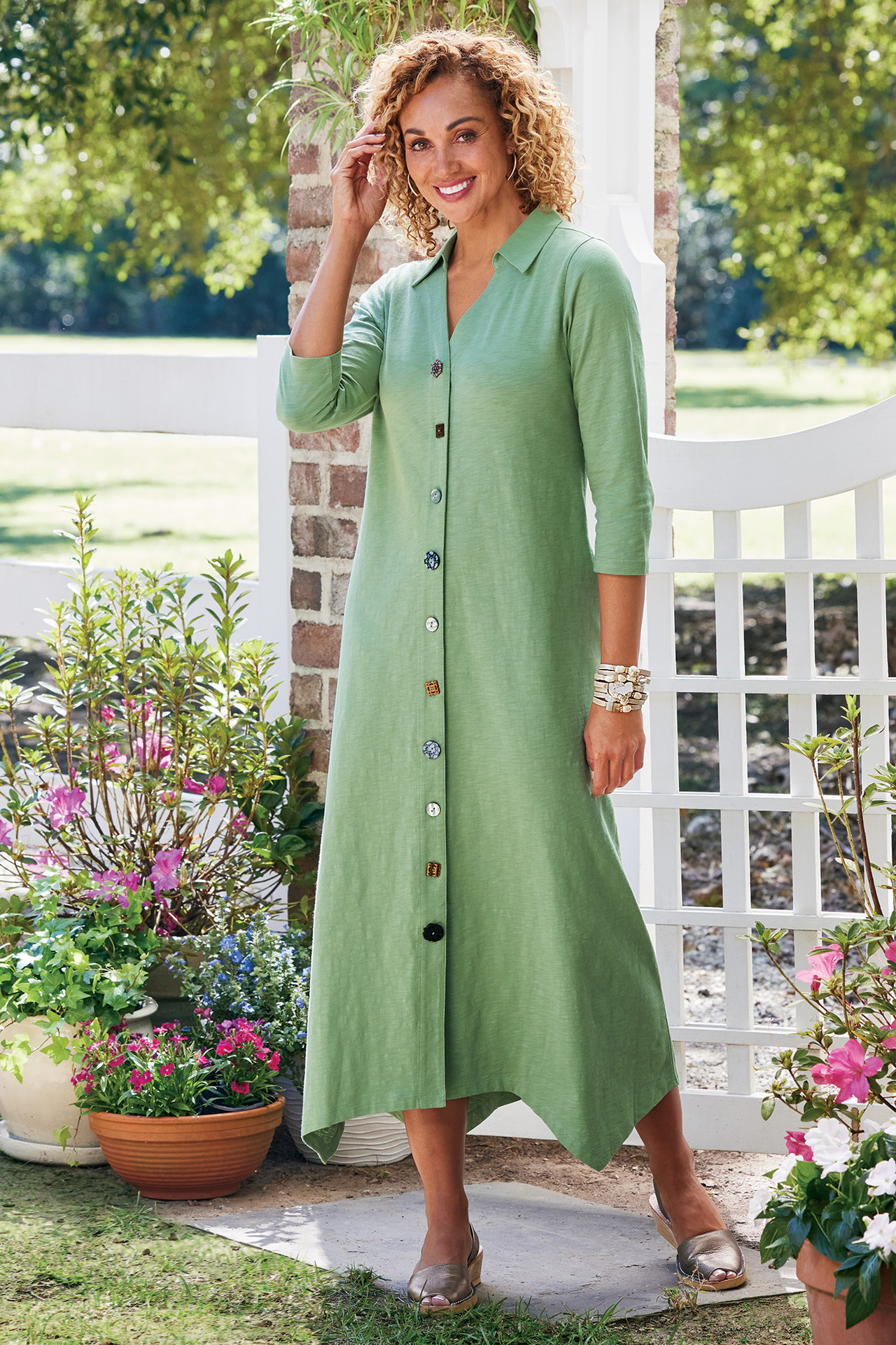 Danielle ¾ Sleeve Maxi Dress - Soft Surroundings Outlet