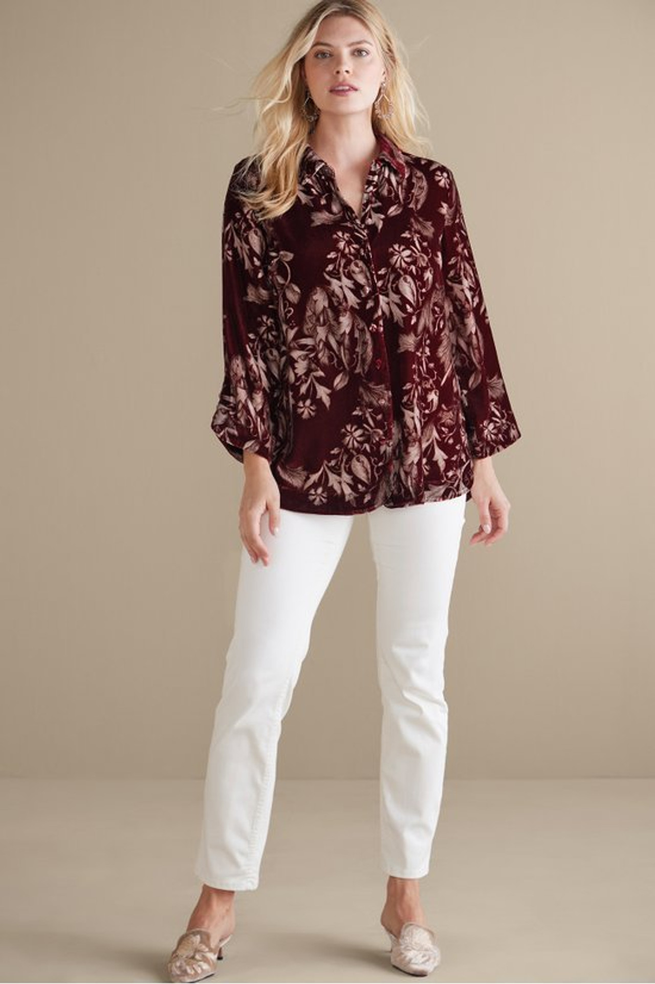 Icon Silk Velvet Poets Tunic Shirt - Soft Surroundings Outlet