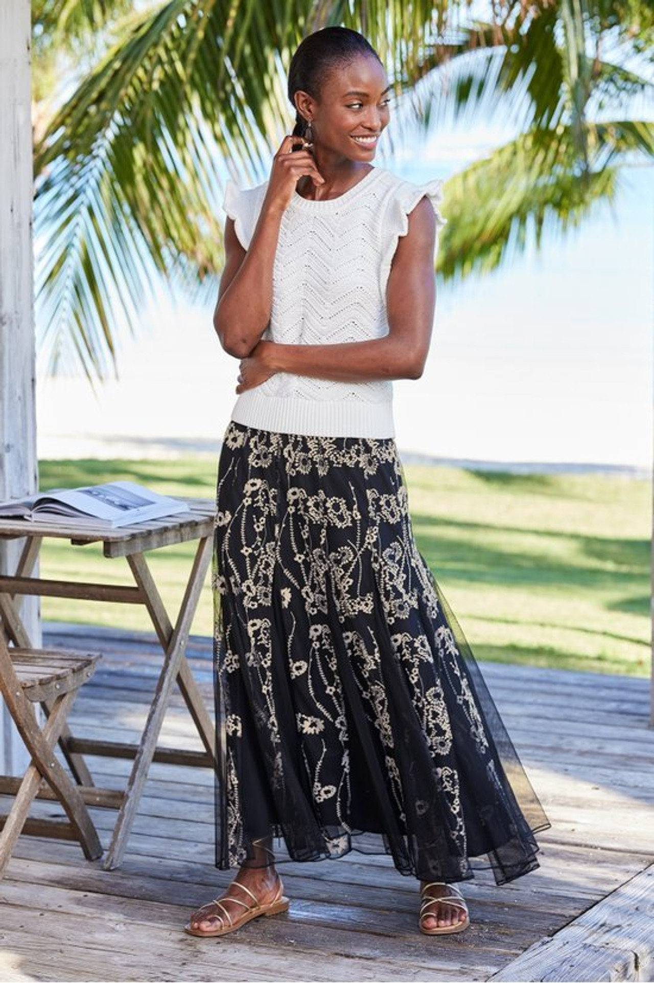 Leatrice Embroidered Maxi Skirt - Soft Surroundings Outlet