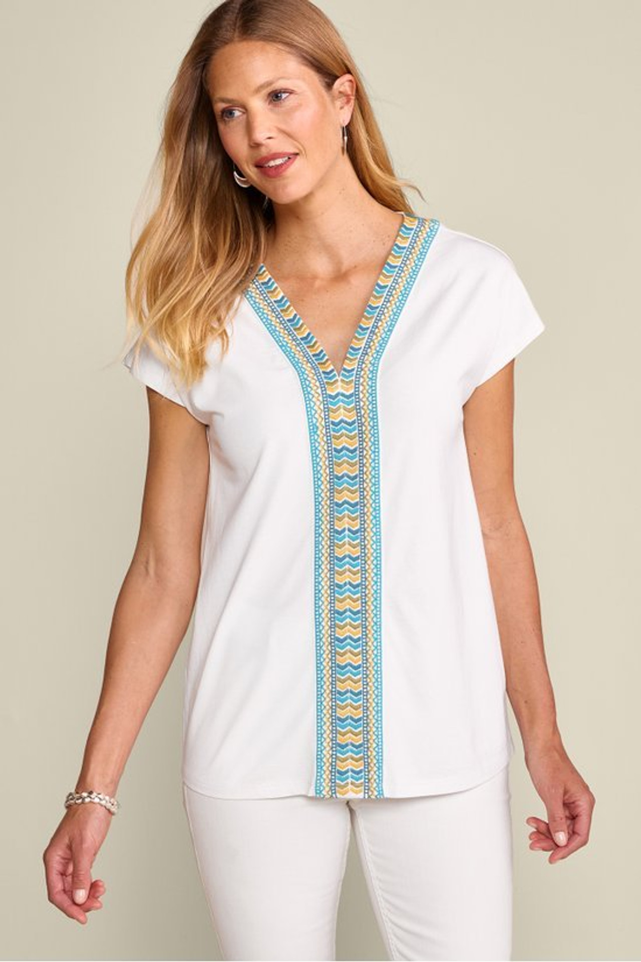 Izabel Embroidered Tee - Soft Surroundings Outlet