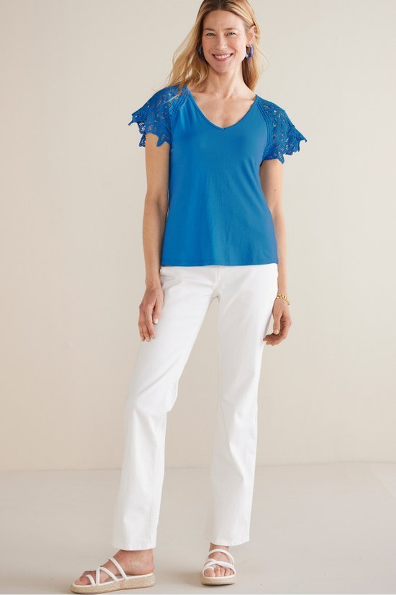 Nikita Lace Sleeve Tee - Soft Surroundings Outlet