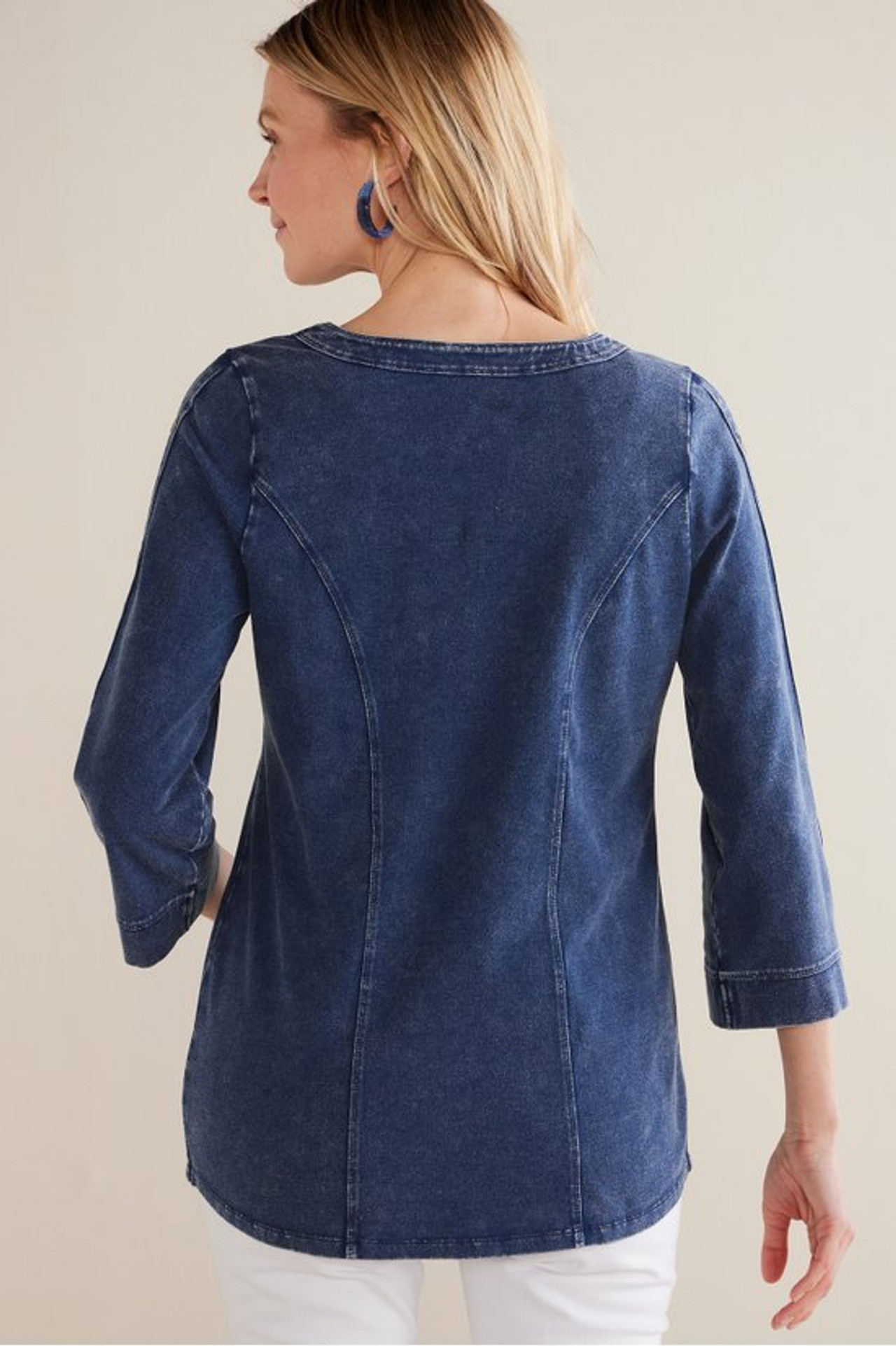 Wilma Washed Knit Denim Tunic - Soft Surroundings Outlet