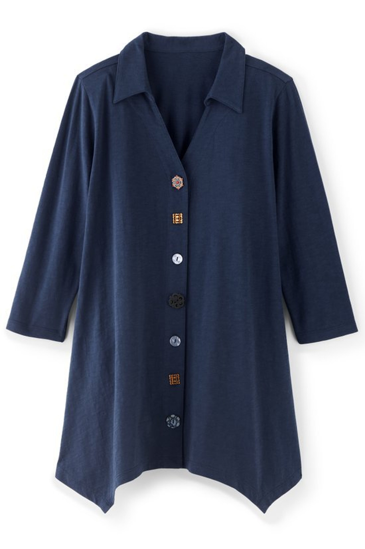 Danielle Button 3/4 Sleeve Tunic - Soft Surroundings Outlet