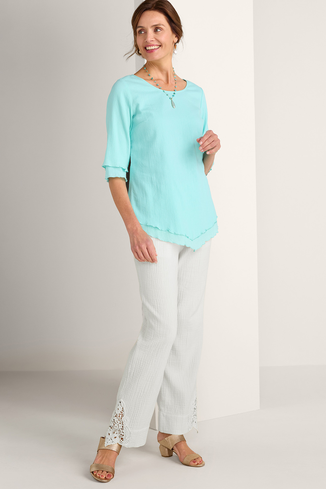 Hint of Lace Gauze Pants - Soft Surroundings Outlet