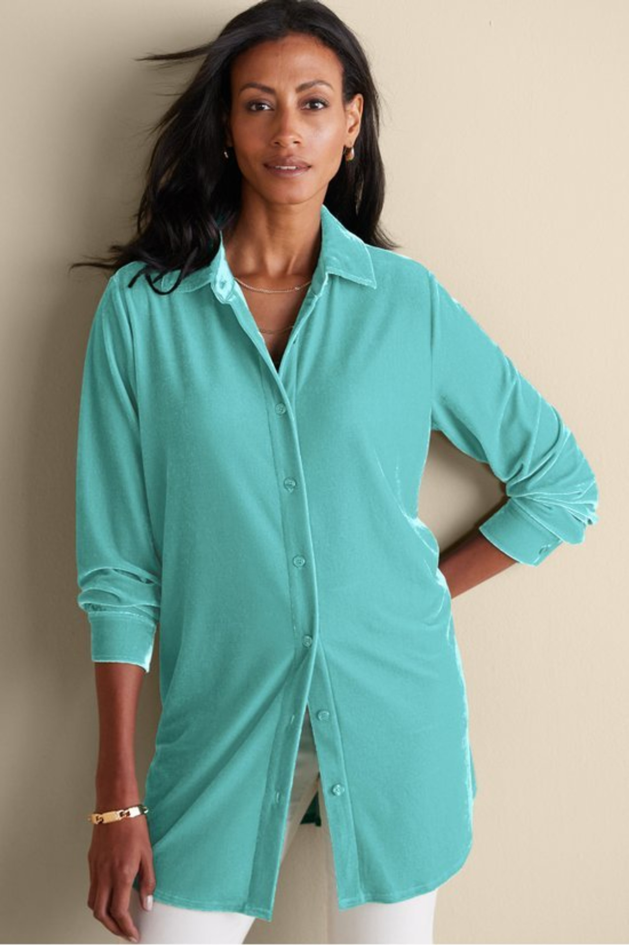 Velvet Boyfriend Tunic Shirt - Soft Surroundings Outlet