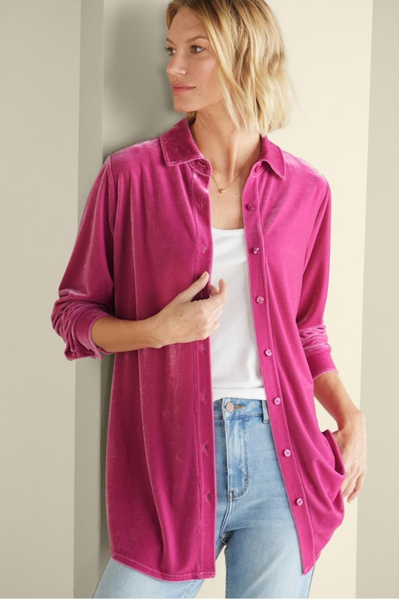 Velvet Boyfriend Tunic Shirt - Soft Surroundings Outlet