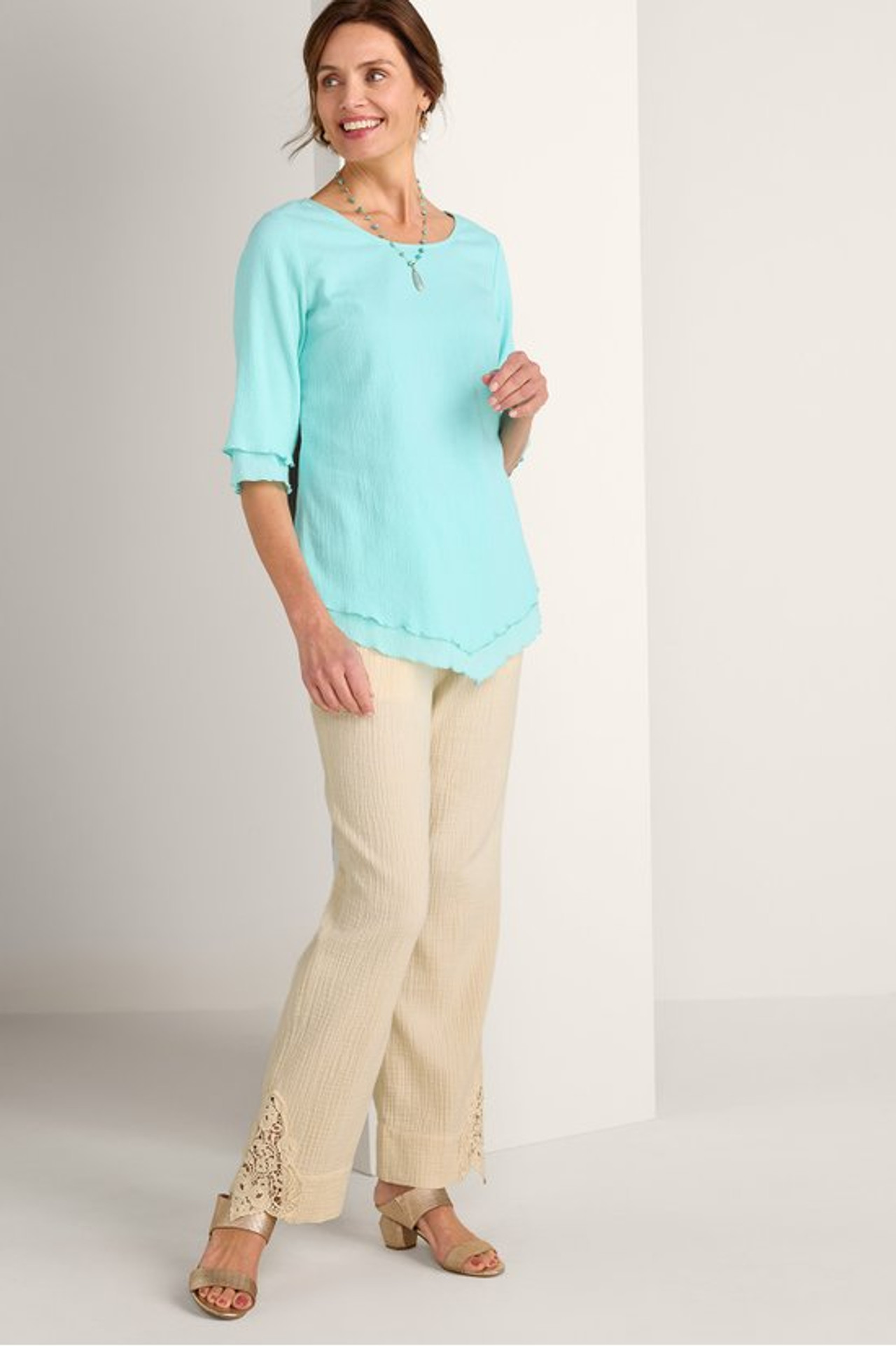 Hint of Lace Gauze Pants - Soft Surroundings Outlet