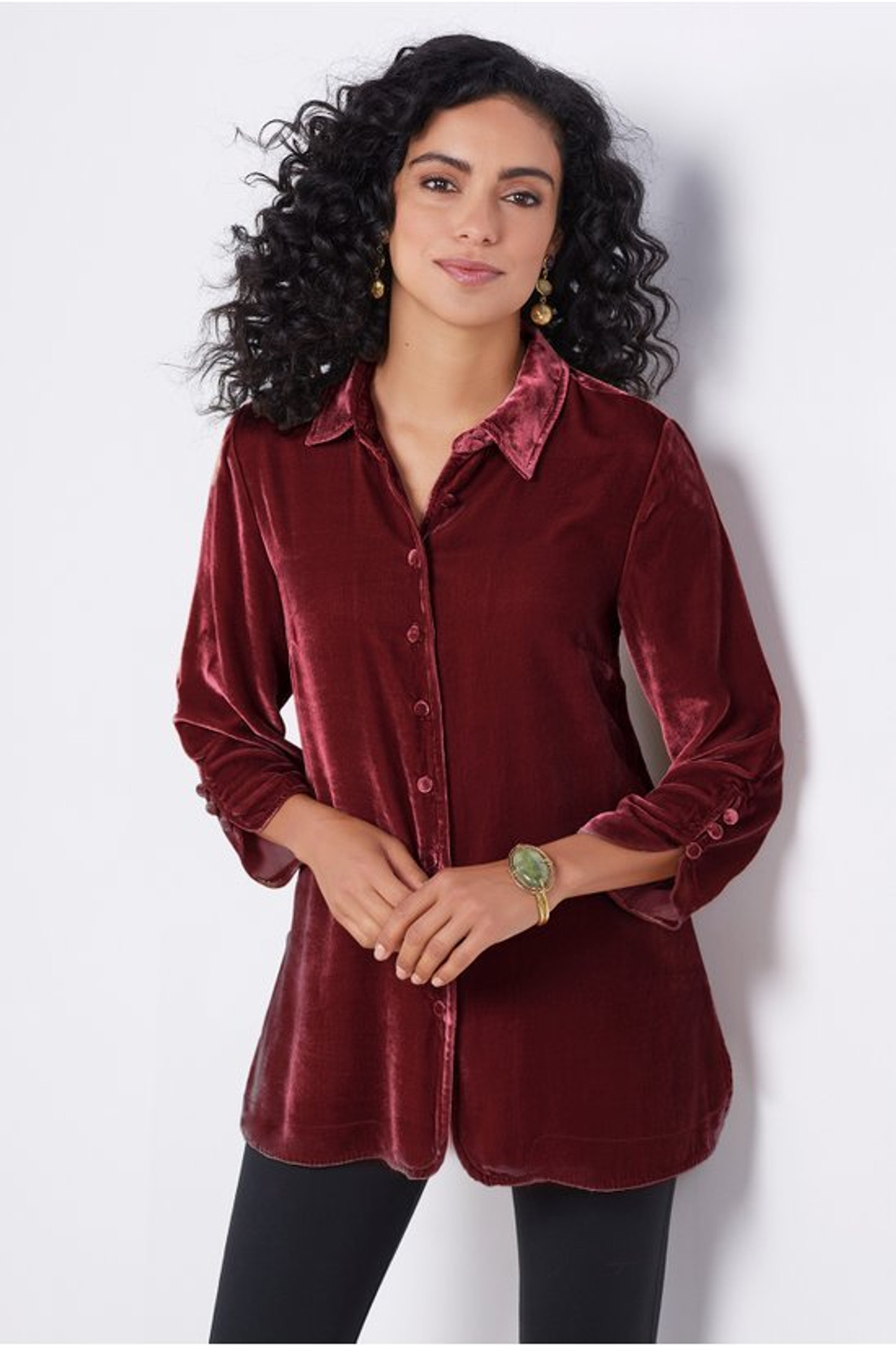 Icon Silk Velvet Poets Tunic Shirt - Soft Surroundings Outlet