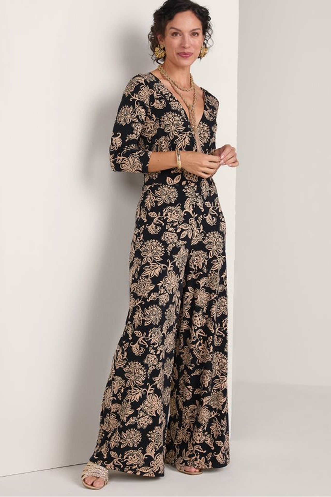 Penelope 3/4 Sleeve Jumpsuit - Soft Surroundings Outlet