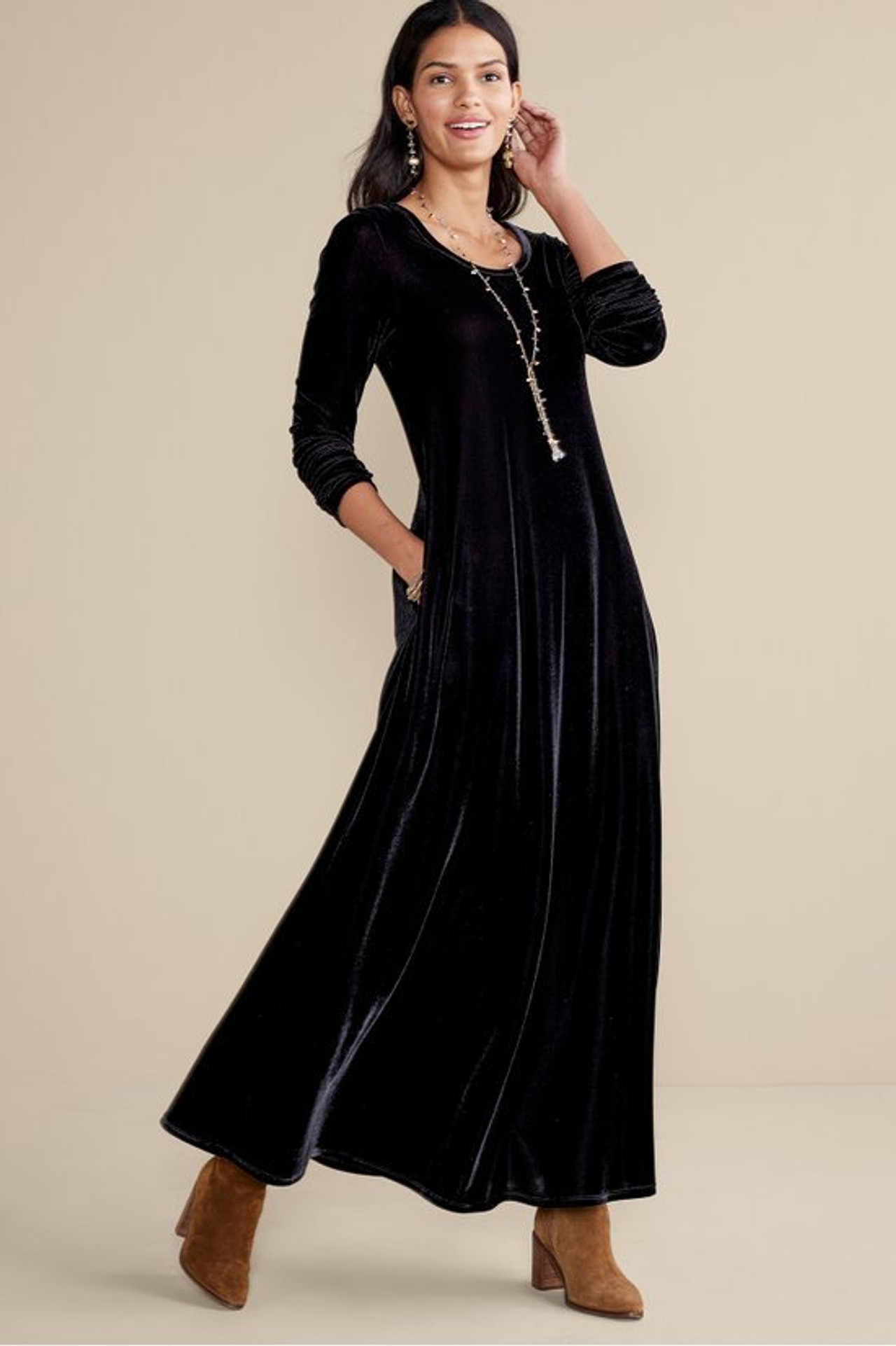 Santiago Stretch Velvet Dress - Soft Surroundings Outlet