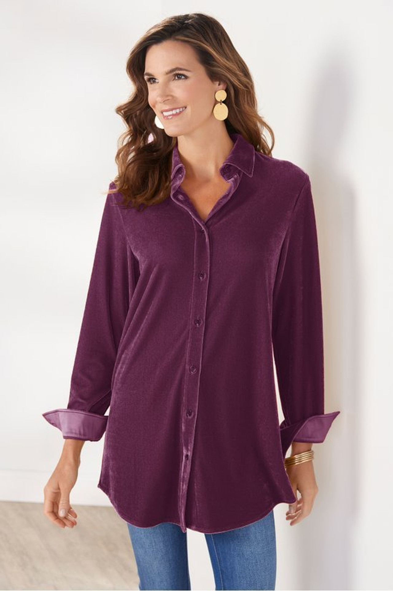 Velvet Boyfriend Tunic Shirt - Soft Surroundings Outlet