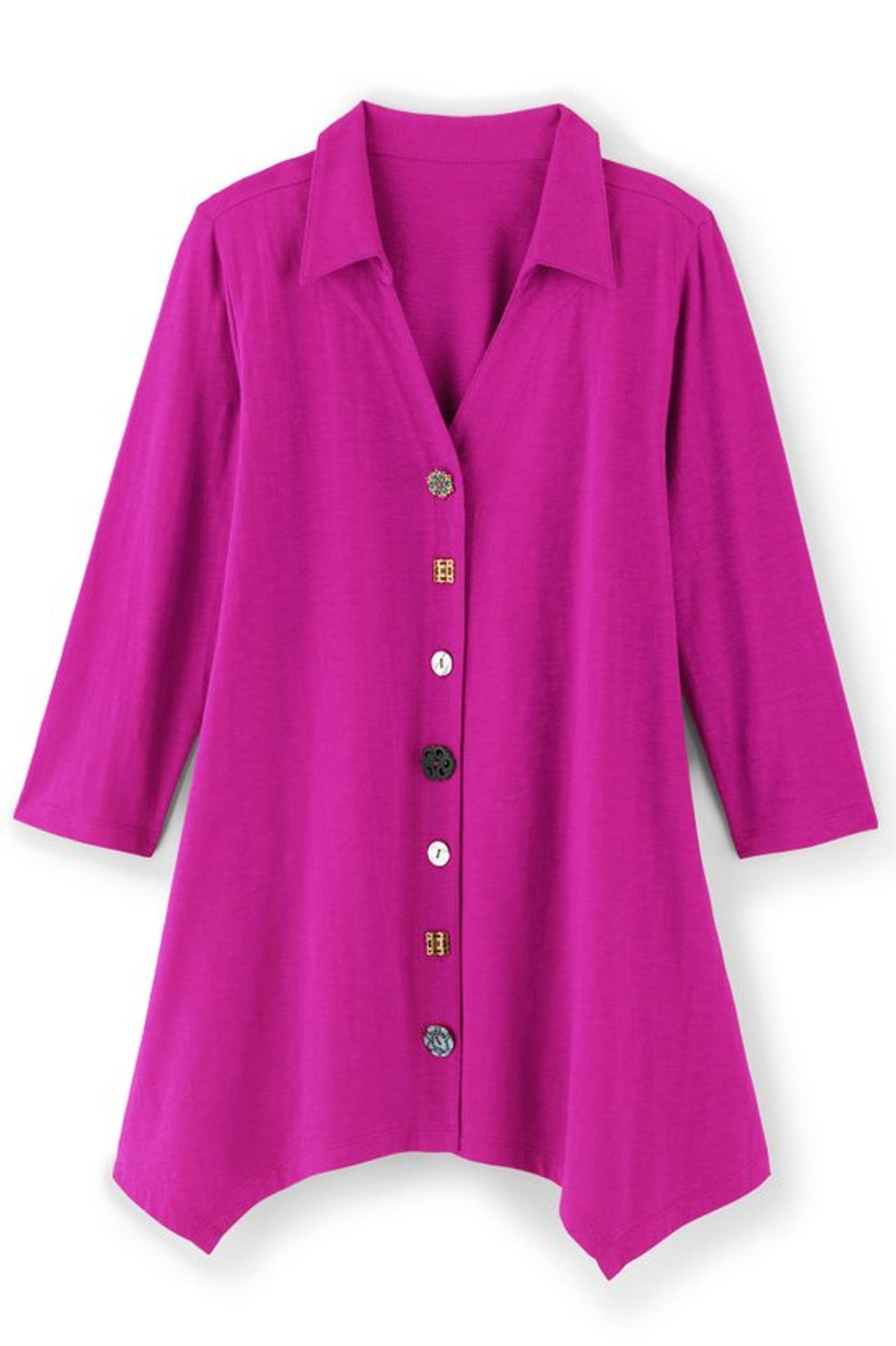 Danielle Button 3/4 Sleeve Tunic - Soft Surroundings Outlet