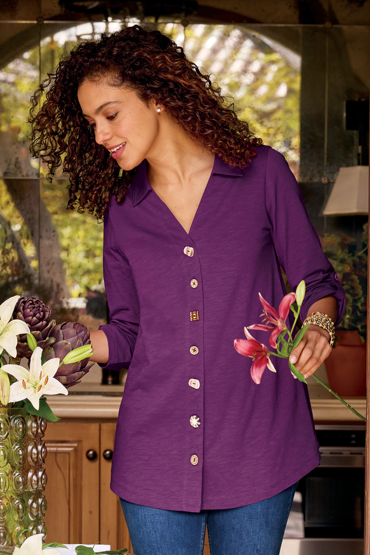 Danielle 3/4 Sleeve Tunic - Soft Surroundings Outlet